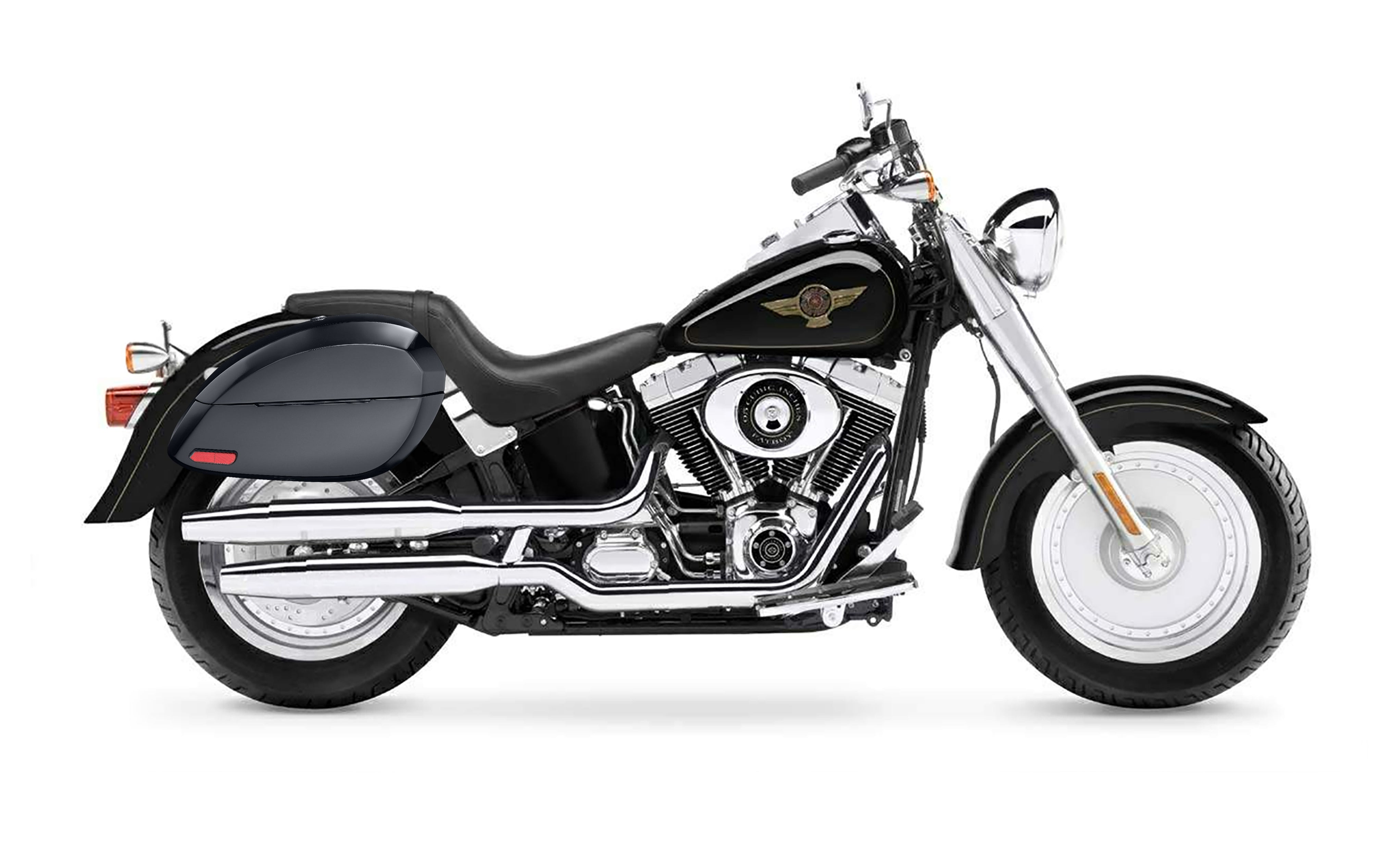 28L - Phantom Large Painted Motorcycle Hard Saddlebags For Harley Softail Fatboy FLSTF/I Bag on Bike @expand