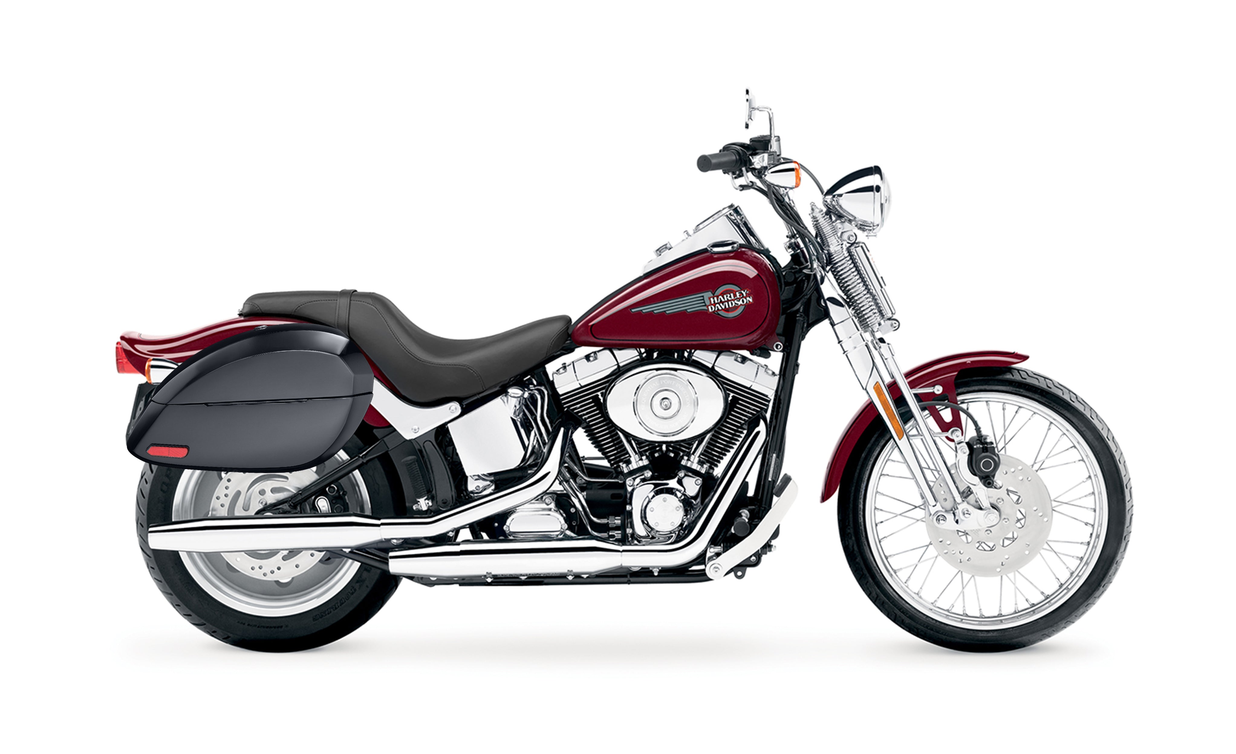 28L - Phantom Large Painted Motorcycle Hard Saddlebags For Harley Softail Springer FXSTS/I Bag on Bike @expand