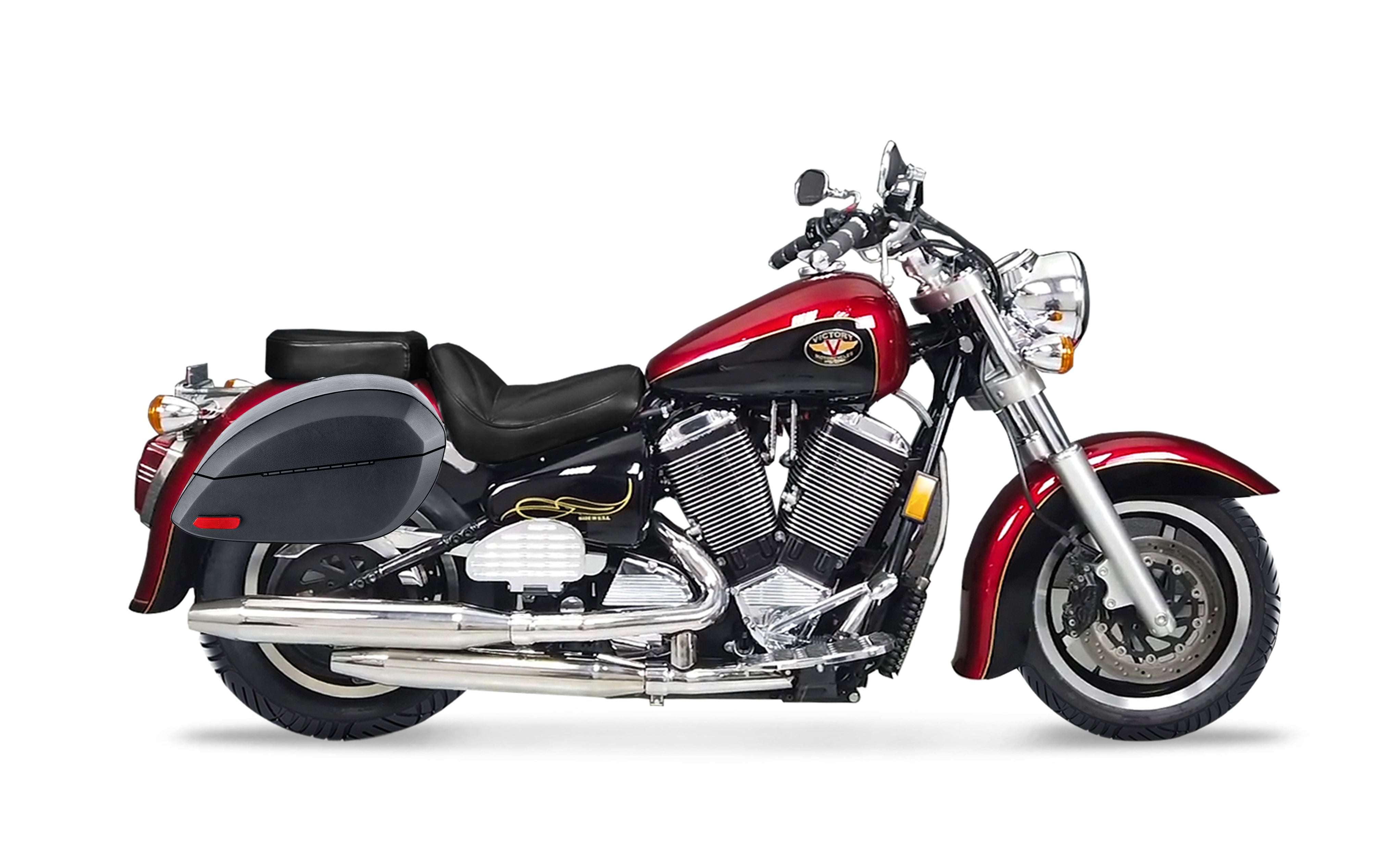 Viking 28L Phantom Large Victory V92C Leather Wrap Hard Saddlebags