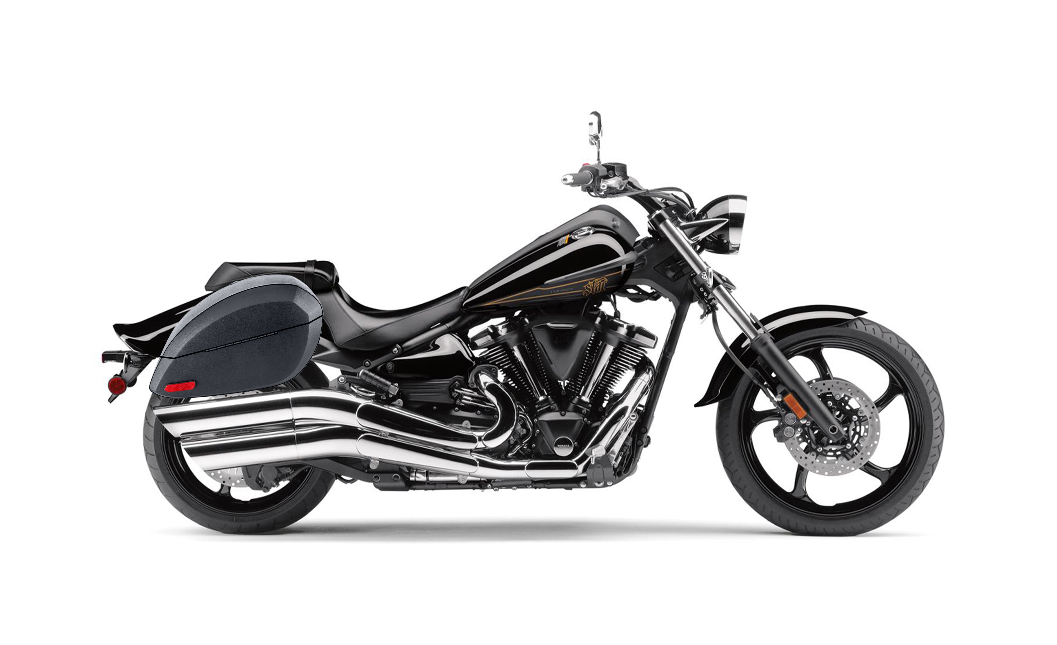 Viking 28L Phantom Large Yamaha Raider Leather Wrap Hard Saddlebags