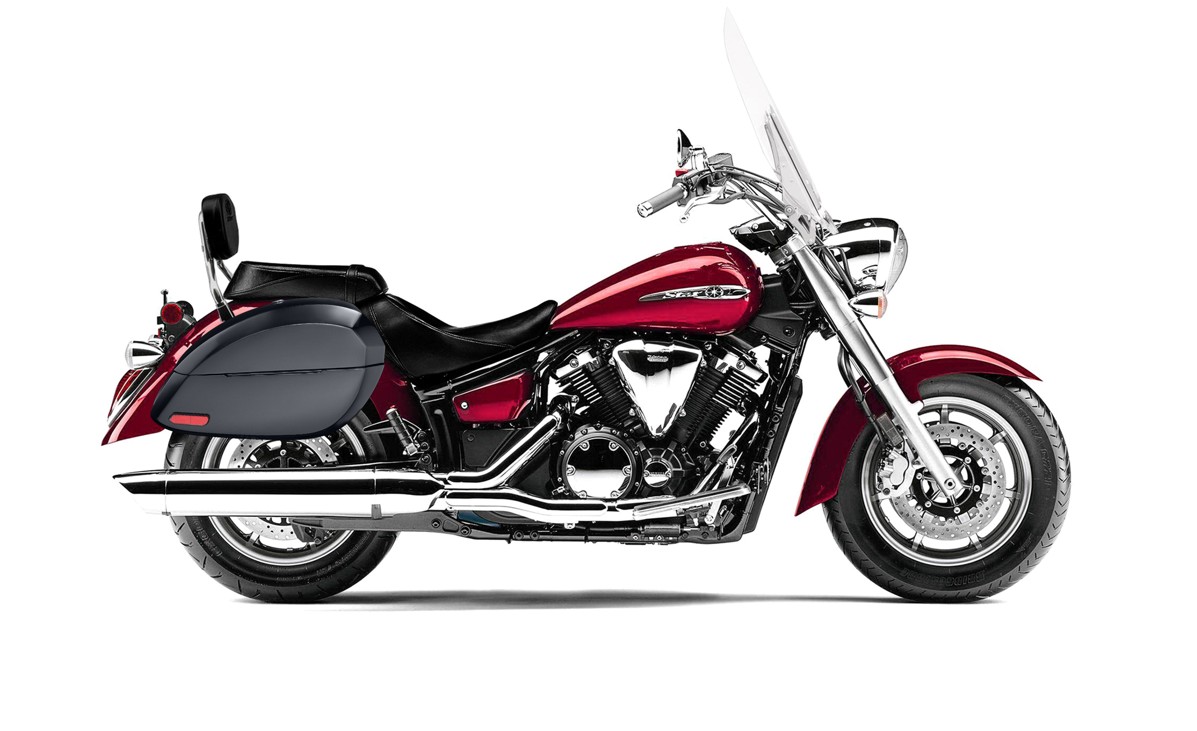 28L - Phantom Large Yamaha V Star 1300 Tourer Painted Motorcycle Hard Saddlebags Bag on Bike @expand