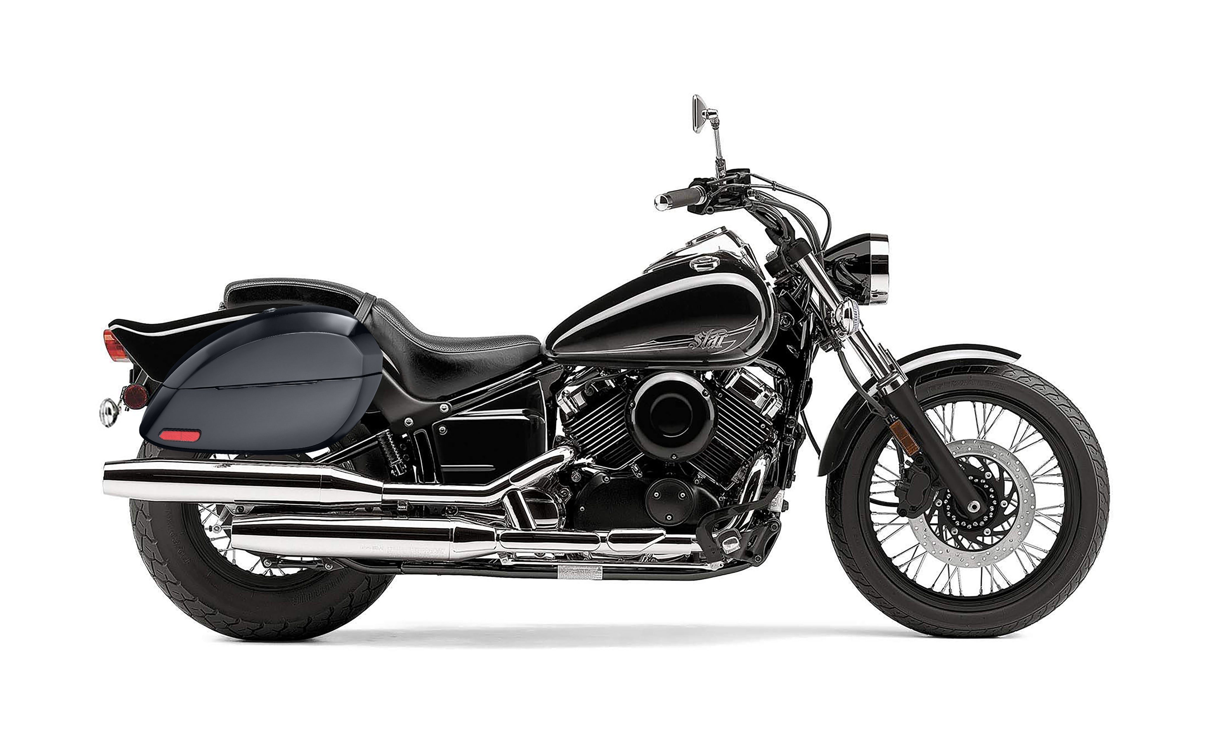 28L - Phantom Large Yamaha V Star 650 Custom XVS65T Painted Motorcycle Hard Saddlebags Bag on Bike @expand