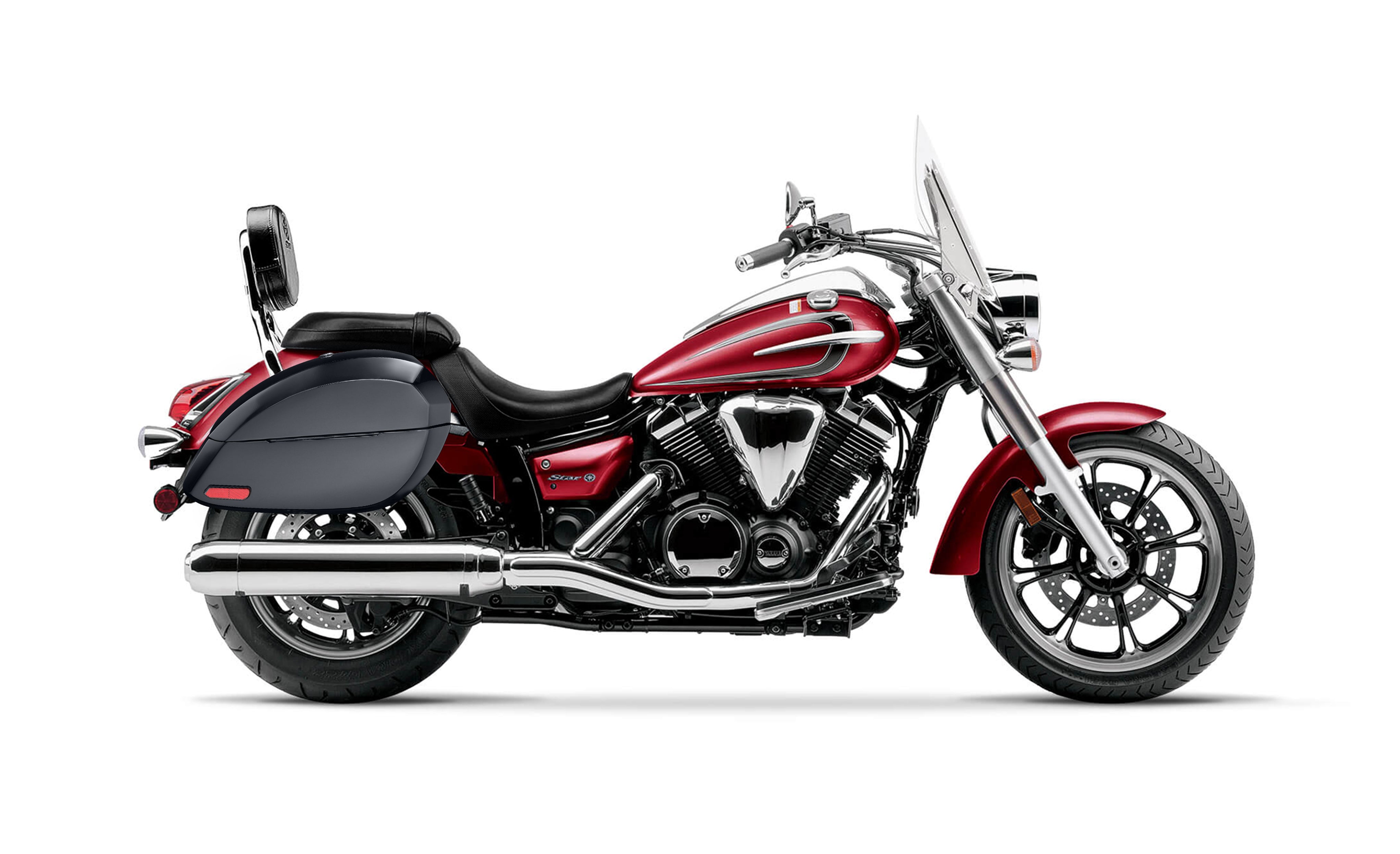 28L - Phantom Large Yamaha V Star 950 Tourer Painted Motorcycle Hard Saddlebags Bag on Bike @expand