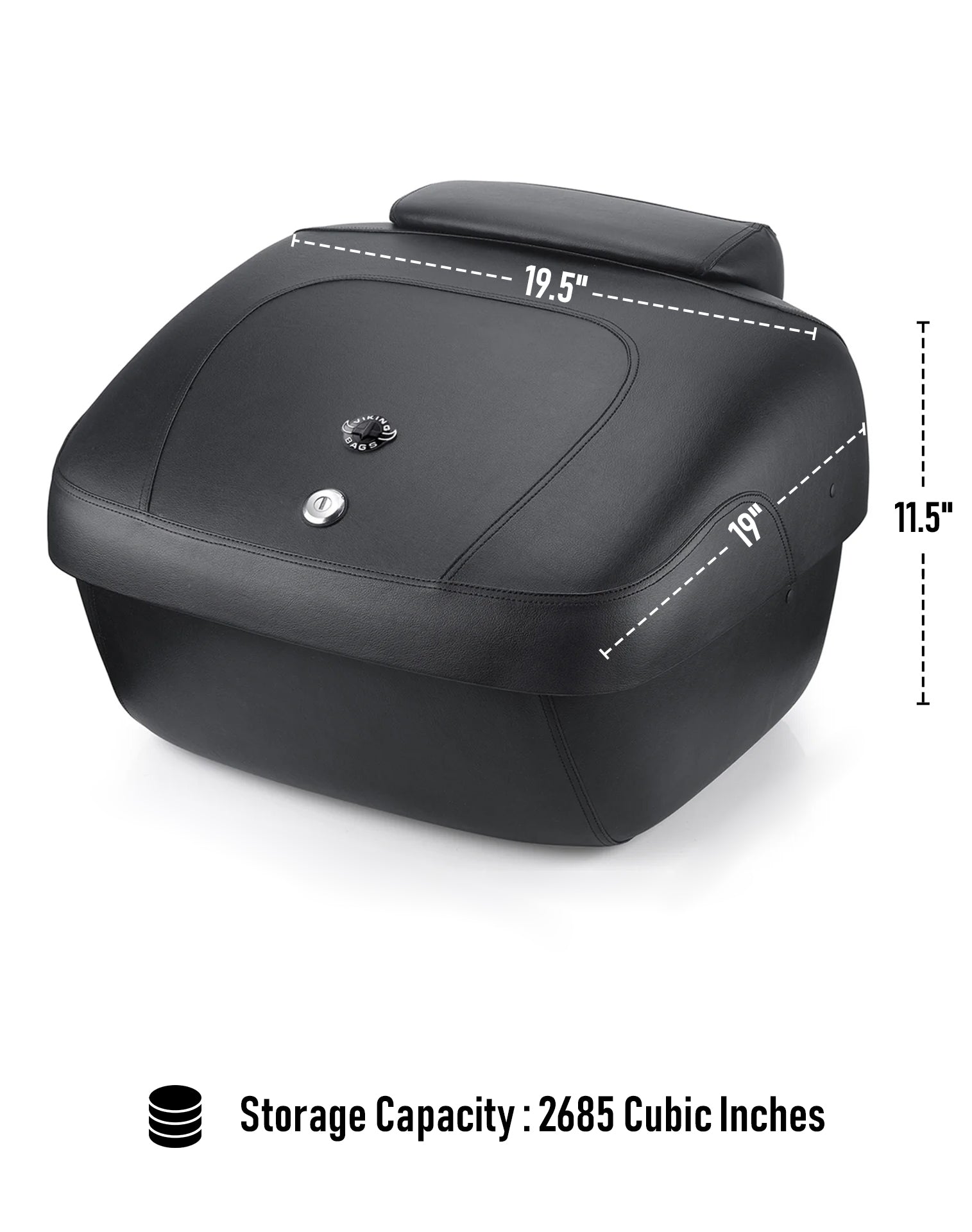 44L - Premium Extra Large Kawasaki Leather Wrapped Hard Motorcycle Trunk Storage Capacity