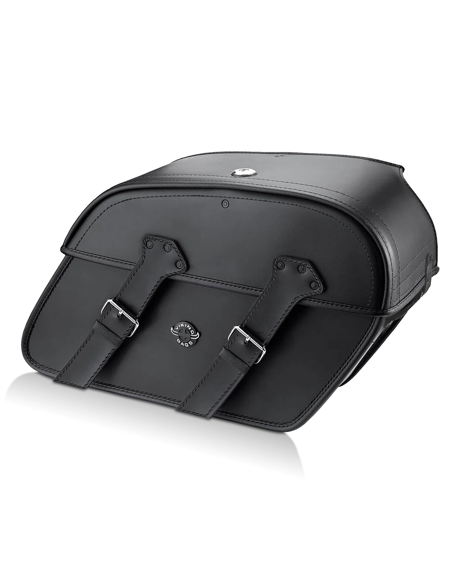 Viking Raven Extra Large Honda Shadow 750 Ace Shock Cut Out Leather Motorcycle Saddlebags Main View