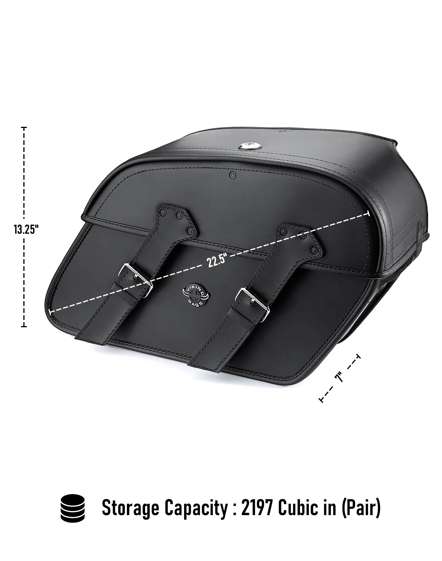 Viking Raven Extra Large Shock Cut Out Leather Motorcycle Saddlebags For Harley Street 500 Can Store Your Ridings Gears