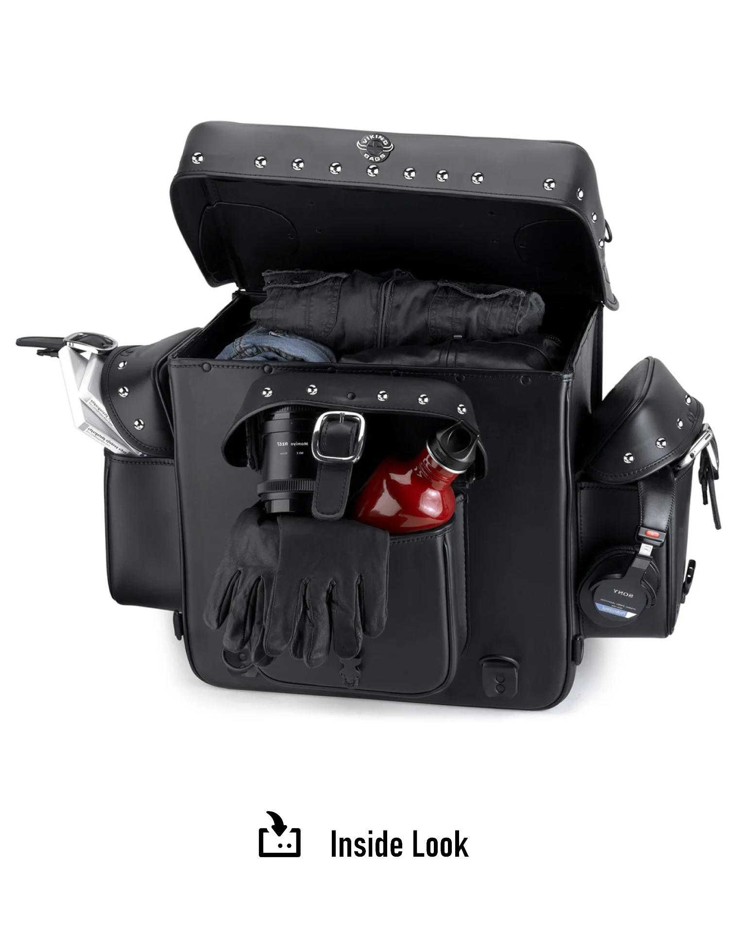 35L - Revival Series XL Studded Motorcycle Sissy Bar Bag for Harley Davidson