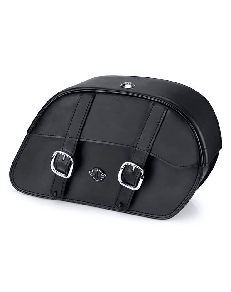 Viking Skarner Large Shock Cut Out Leather Motorcycle Saddlebags For Harley Sportster 1200 Iron Xl1200Ns Main View