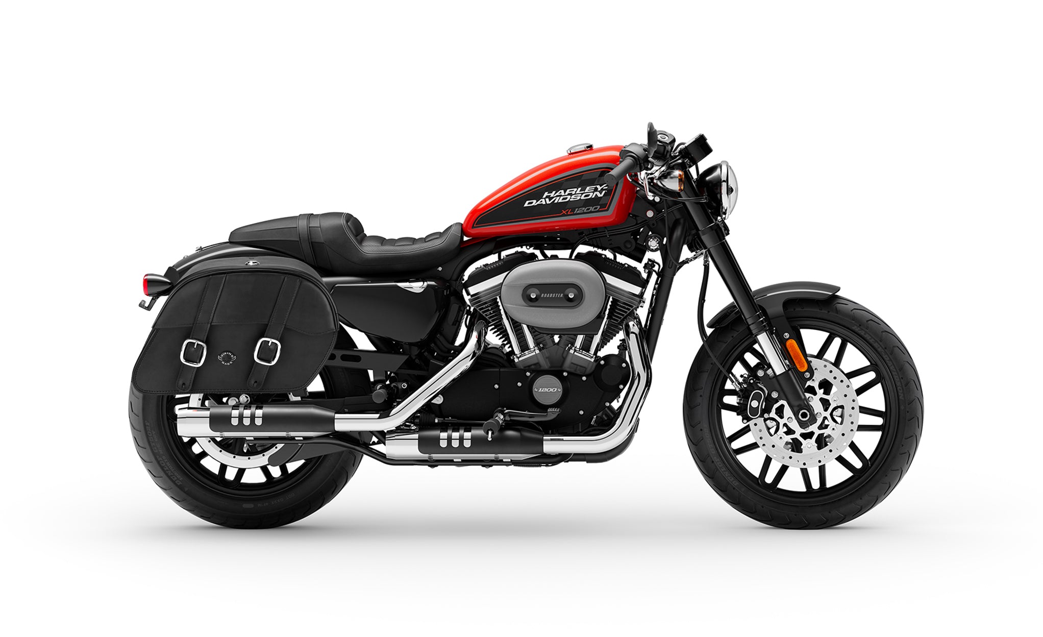 26L - Skarner Large Shock Cut-out Leather Saddlebags for Harley Sportster 1200 Roadster XL1200CX @expand