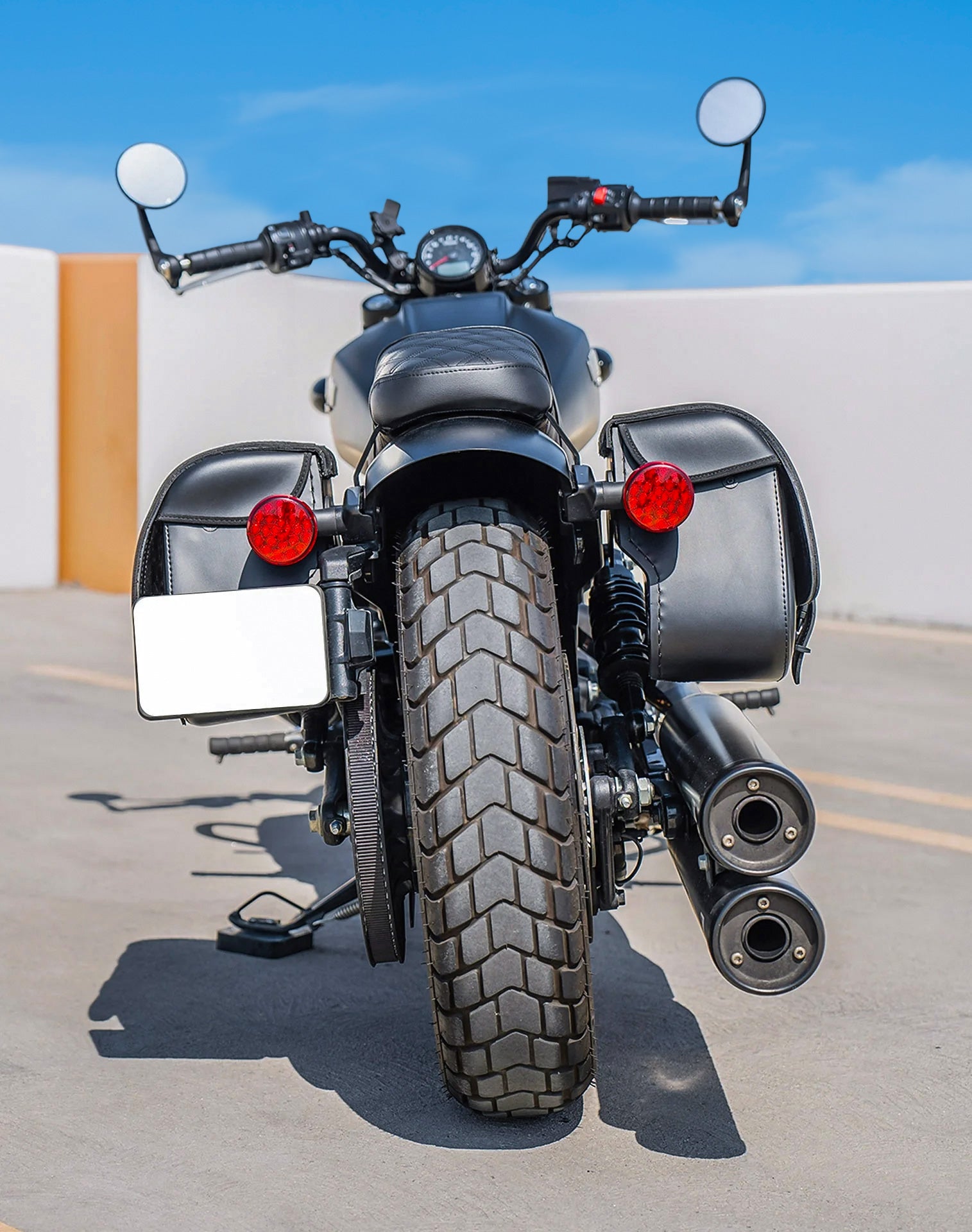 25L - SpiritBlade Medium Indian Scout Rogue Sixty Leather Motorcycle Saddlebags Lifestyle