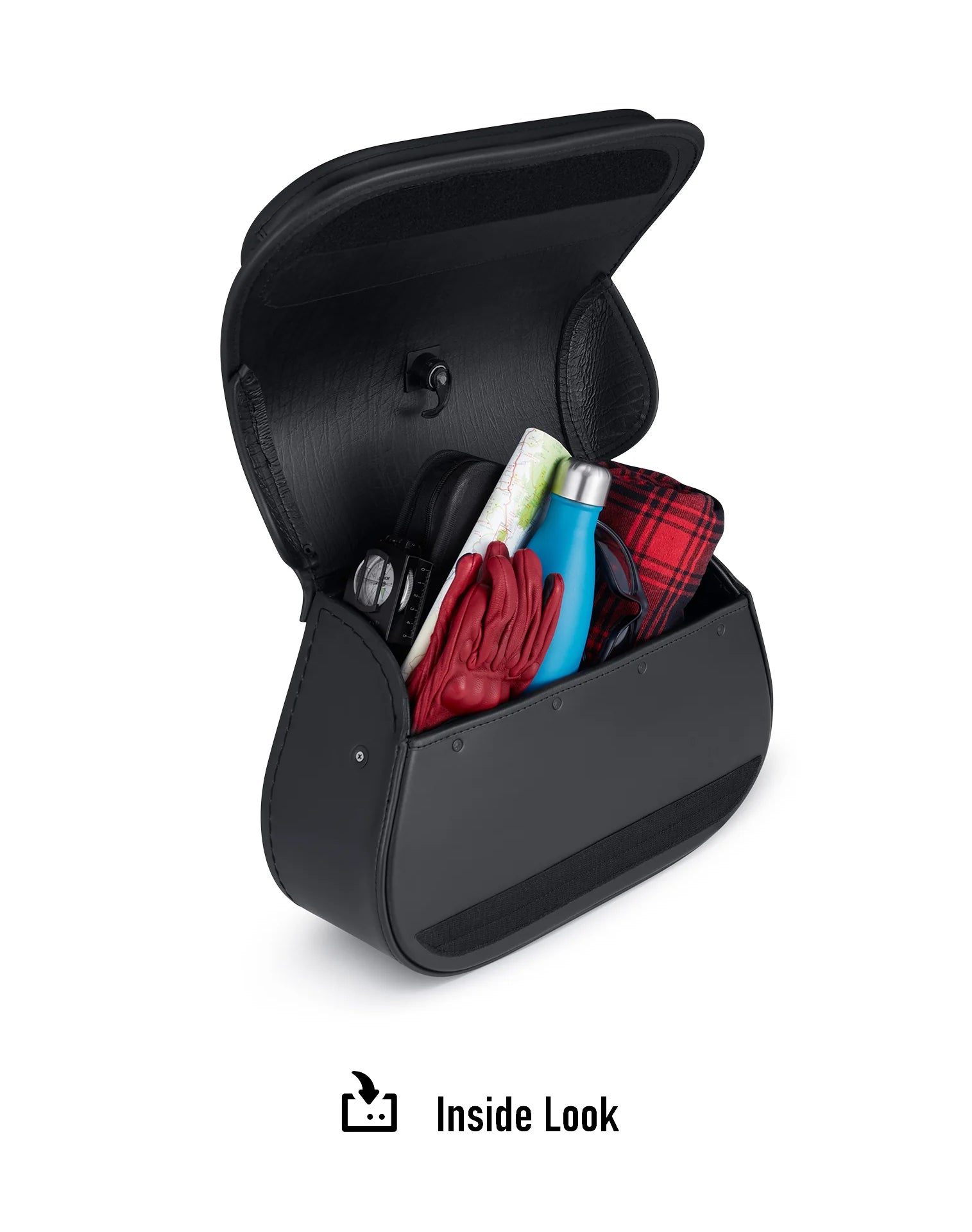 12L - Tomahawk Small Indian Scout Sixty Leather Motorcycle Solo Saddlebag Inside Look