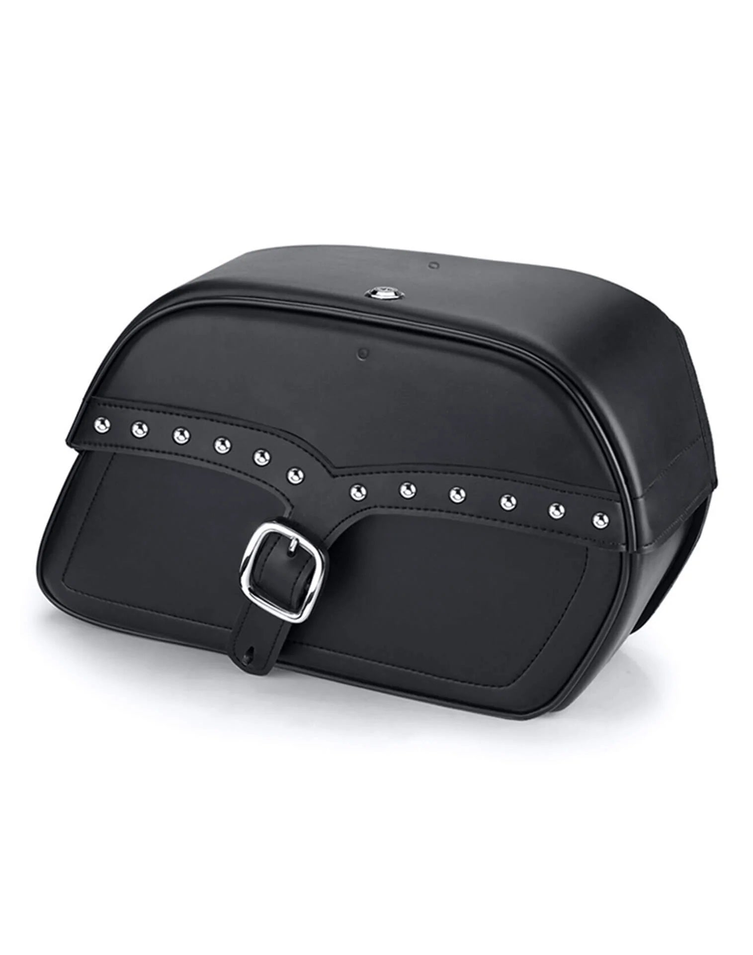 Viking Vintage Single Strap Large Victory 8 Ball Leather Studded Motorcycle Saddlebags Main View