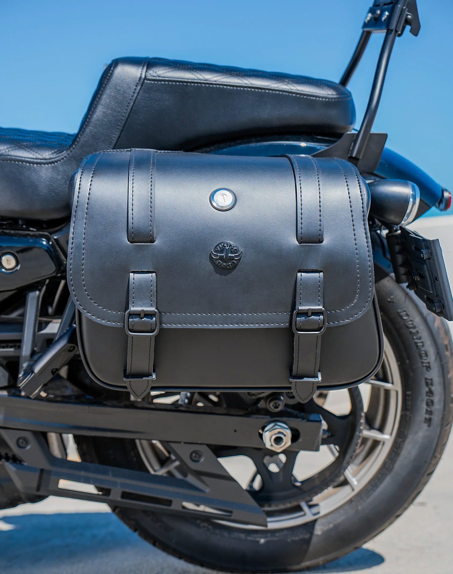14L - Viper Medium Shock Cutout Harley Nightster RH975/S Leather Motorcycle Saddlebags Lifestyle
