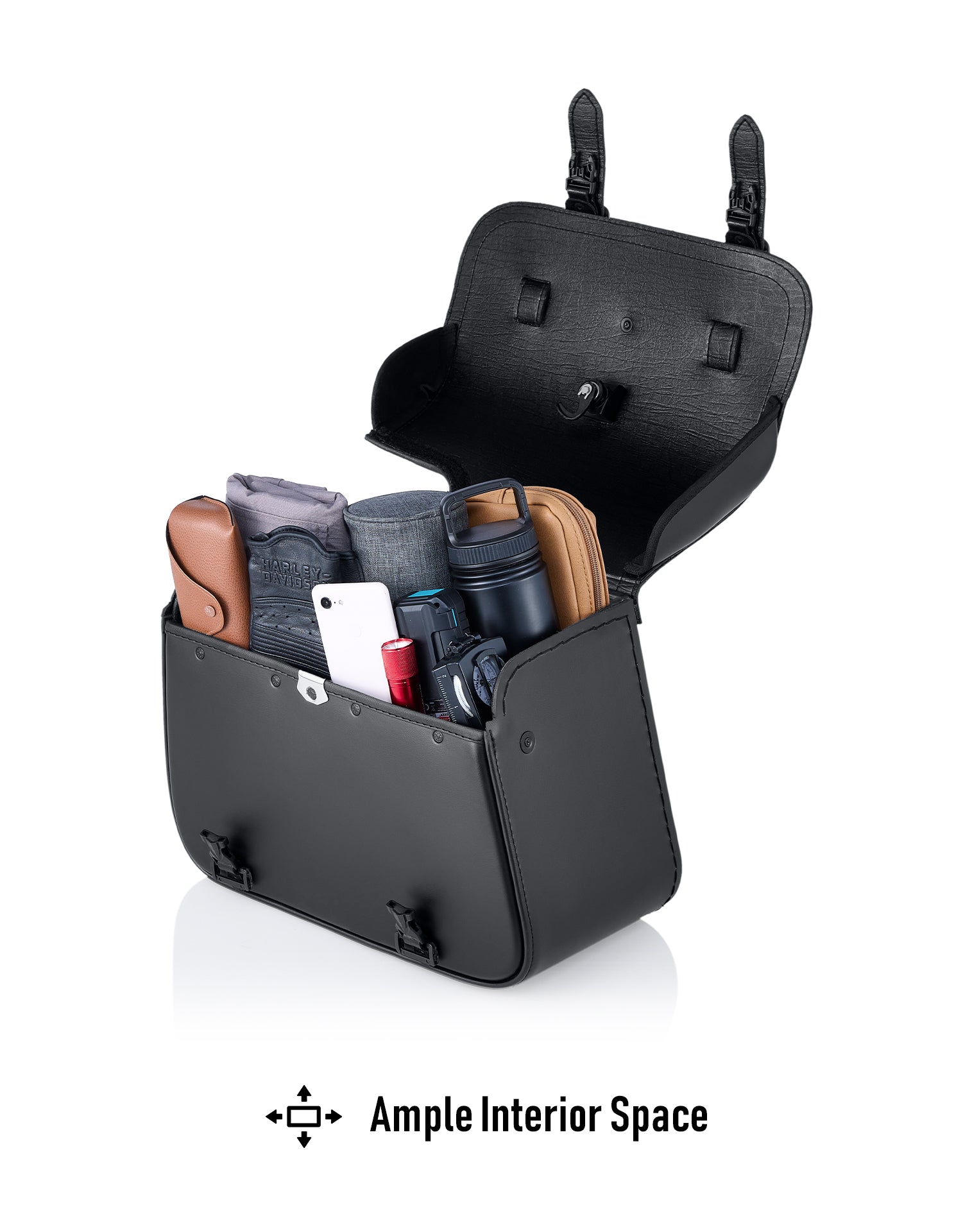 14L - Viper Medium Shock Cutout Harley Nightster RH975/S Leather Motorcycle Saddlebags Ample Interior Space