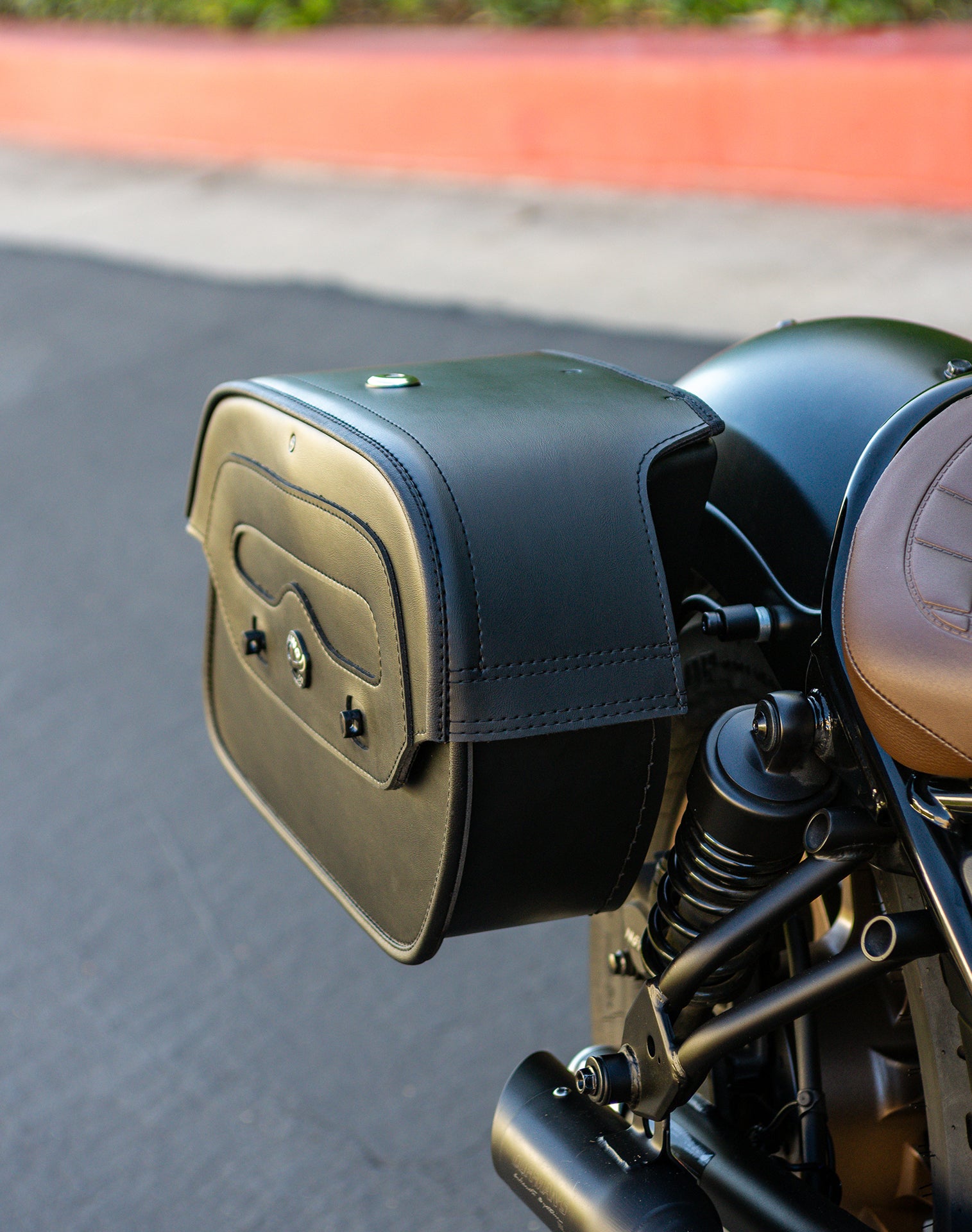 Viking Warrior Large Honda Rebel 500 Shock Cut Out Leather Motorcycle Saddlebags are Durable