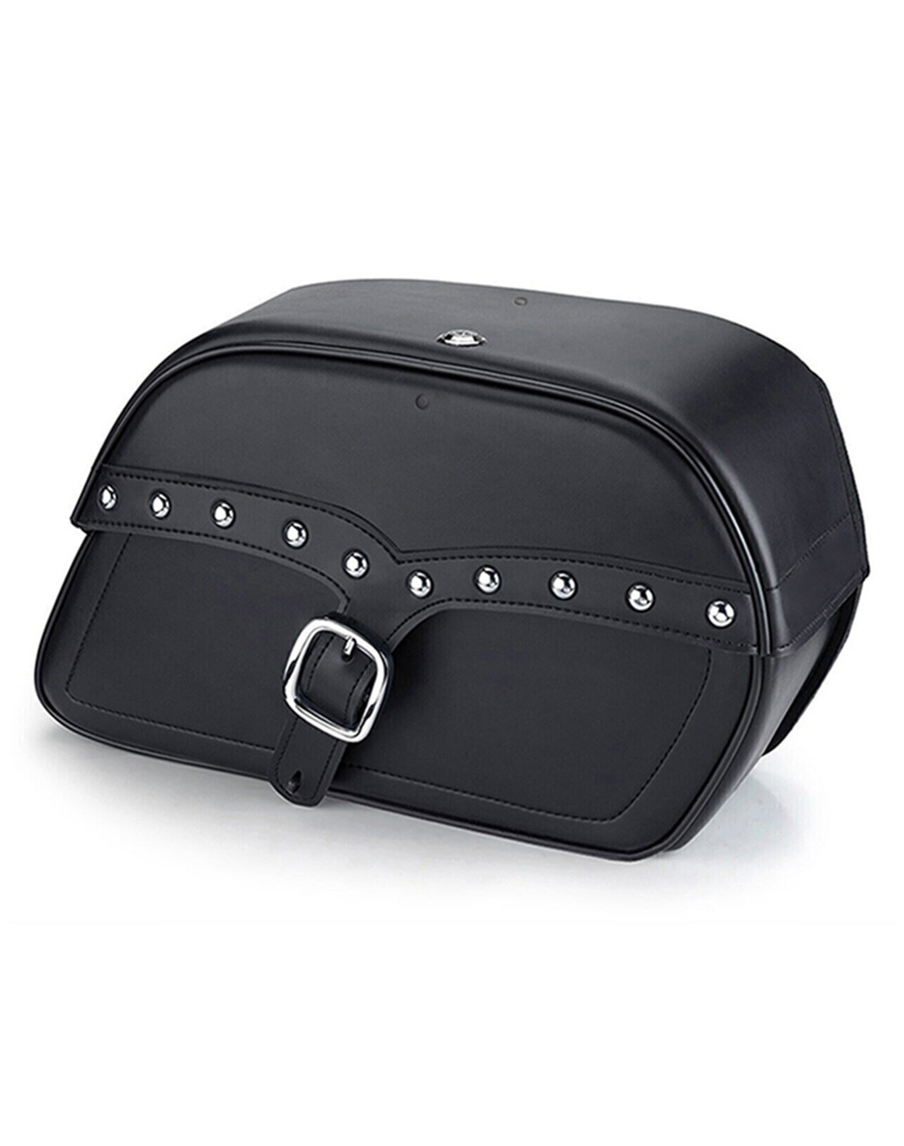 Vikingbags Sabre Large Single Strap Shock Cutout Studded Leather Motorcycle Saddlebags Main View