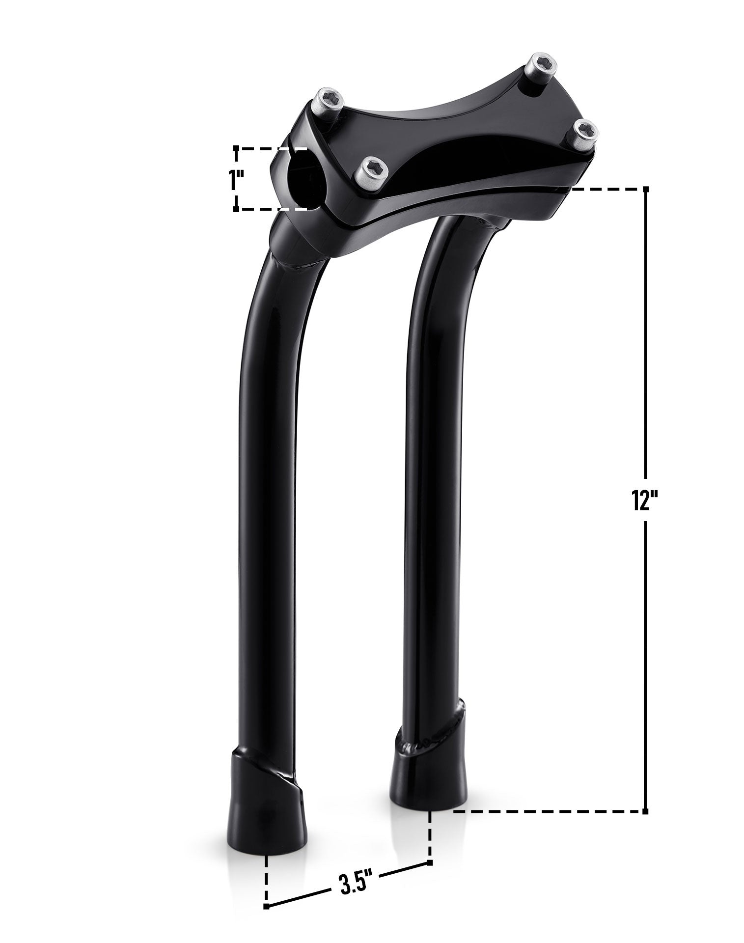Warlock 12" Pullback Handlebar Risers for Harley Sportster 1200 Custom XL1200C  Gloss Black