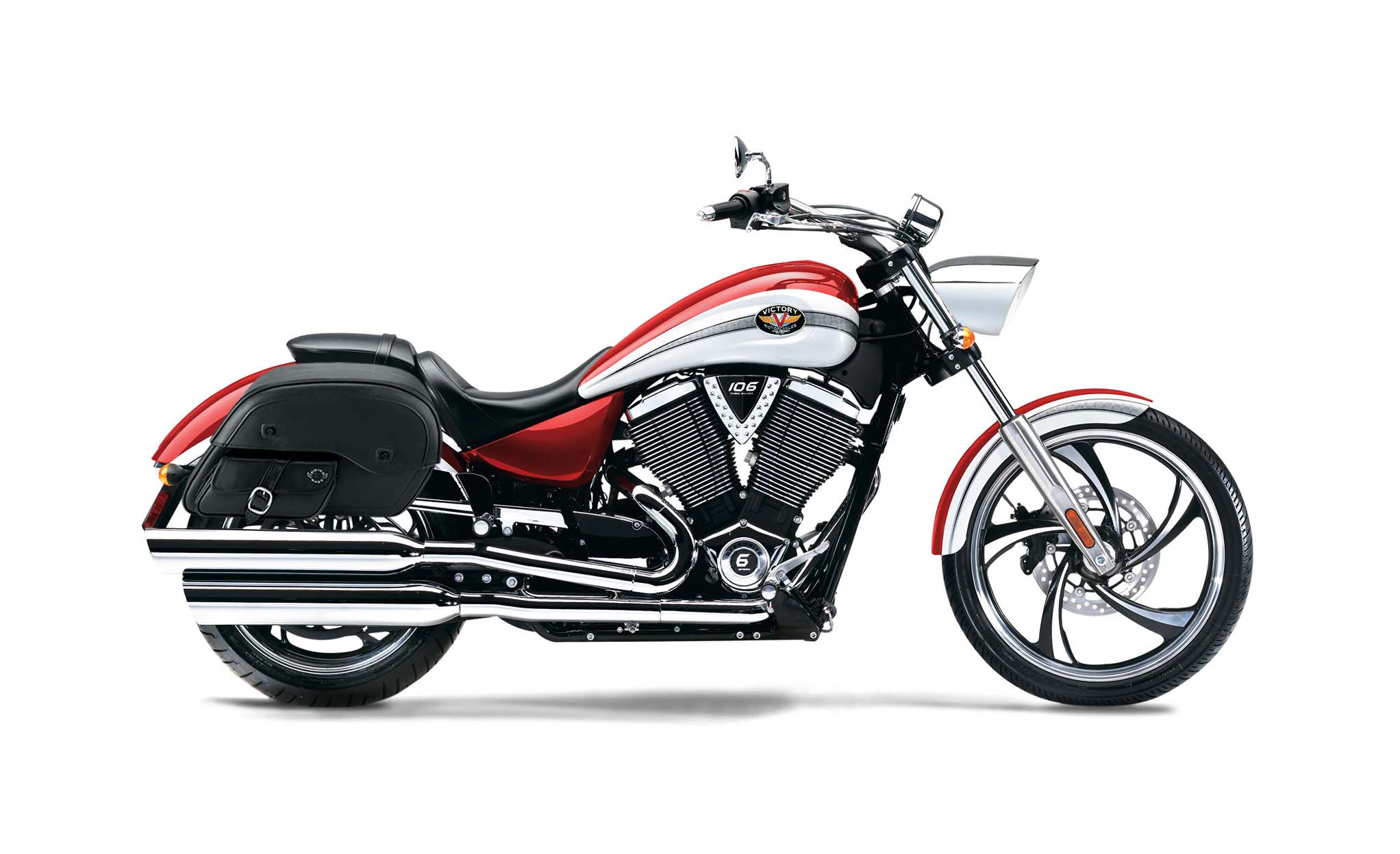 Viking Dweller Side Pocket Large Victory Vegas Leather Motorcycle Saddlebags on Bike Photo @expand