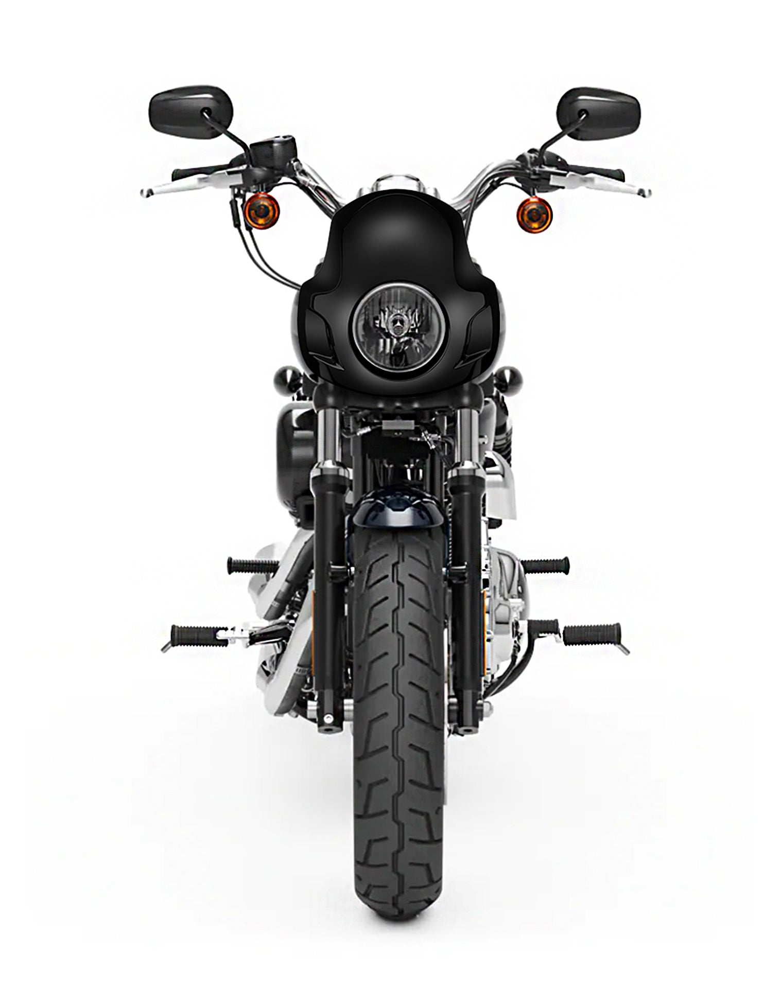 Viking Strider Sport Motorcycle Fairing For Harley Sportster 1200 Custom XL1200C Gloss Black Fairing From Front