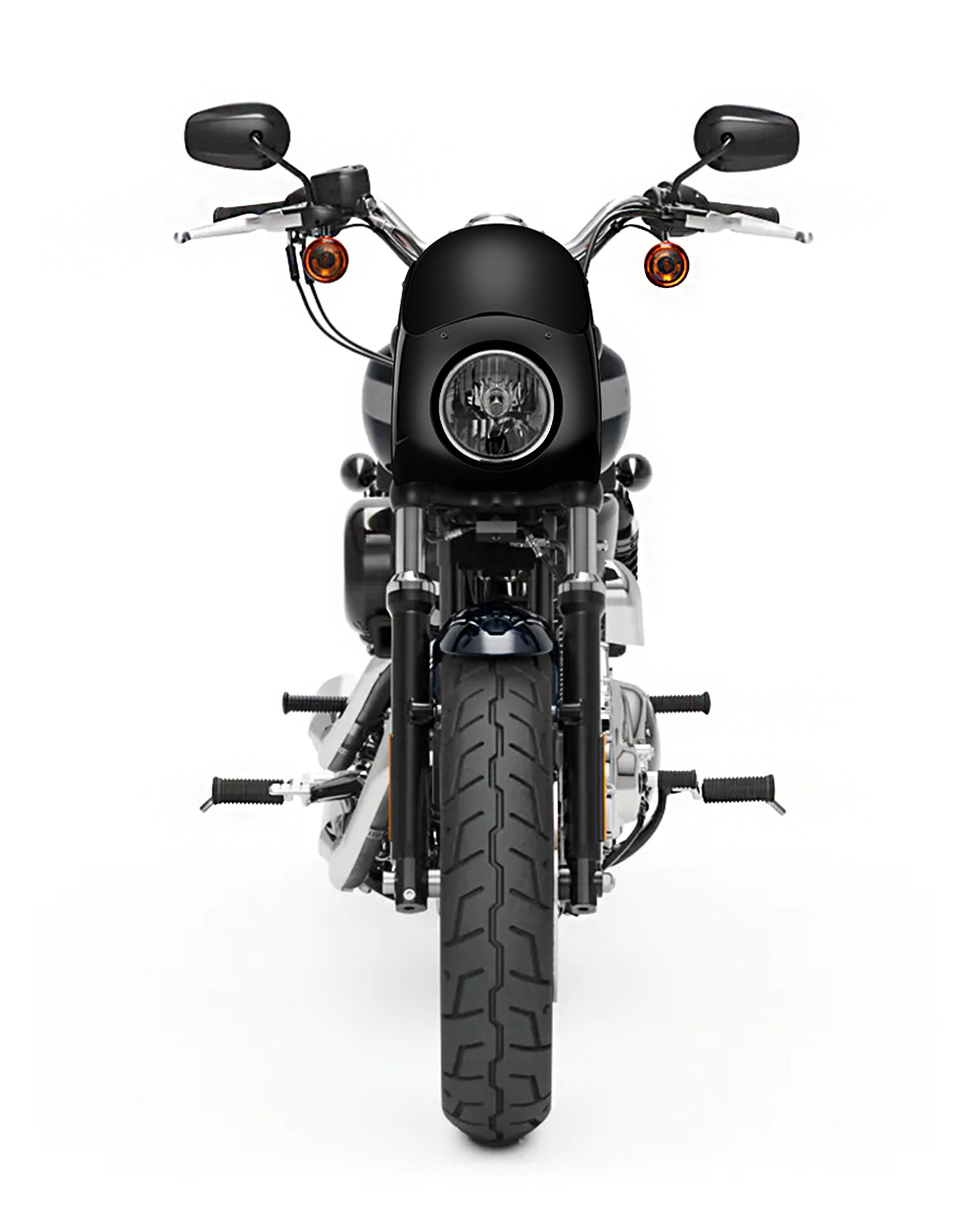 Viking Bronco Motorcycle Fairing For Harley Sportster 1200 Custom XL1200C Gloss Black Fairing From Front