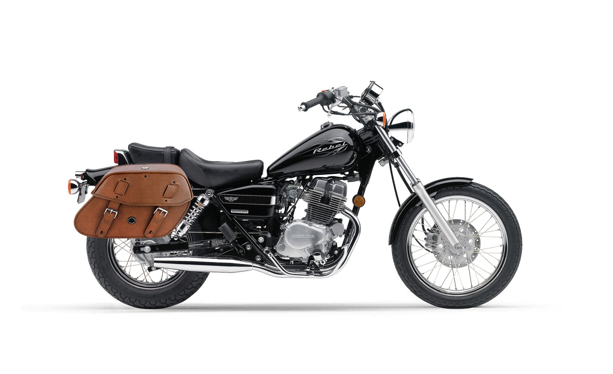 Viking Odin Brown Large Honda Rebel 250 Cmx250C Leather Motorcycle Saddlebags on Bike Photo @expand