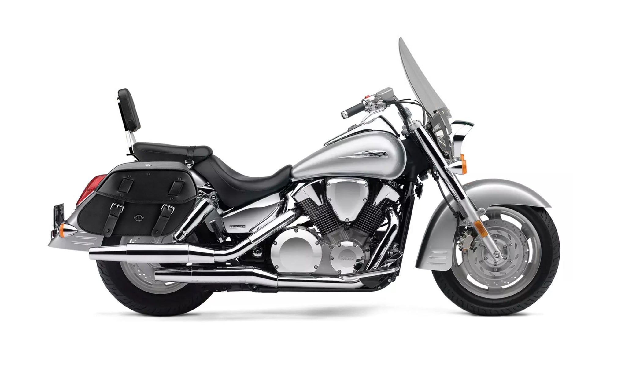 Viking Odin Large Honda Vtx 1300 T Tourer Leather Motorcycle Saddlebags on Bike Photo @expand