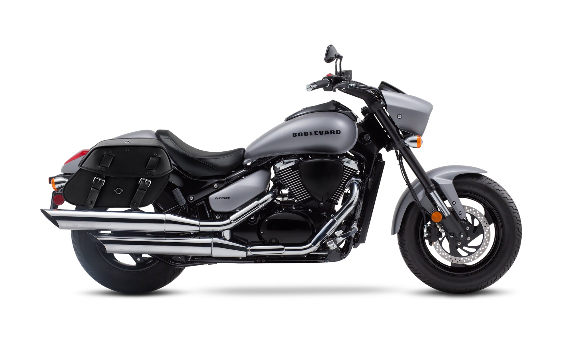 Viking Odin Large Suzuki Boulevard M50 Vz800 Leather Motorcycle Saddlebags on Bike Photo @expand