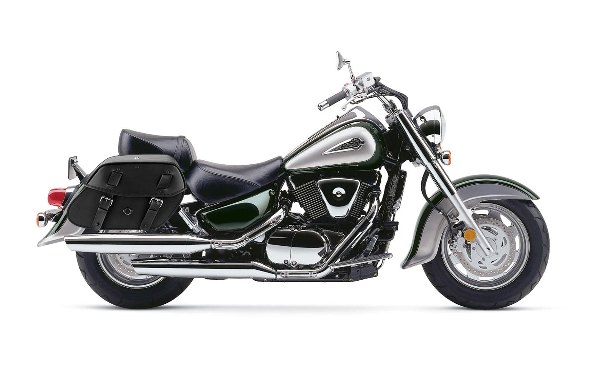 Viking Odin Large Suzuki Intruder 1500 Vl1500 Leather Motorcycle Saddlebags on Bike Photo @expand