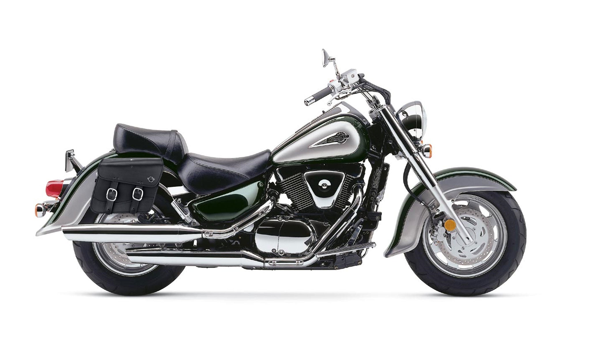 Viking Thor Medium Suzuki Intruder 1500 Vl1500 Leather Motorcycle Saddlebags on Bike Photo @expand