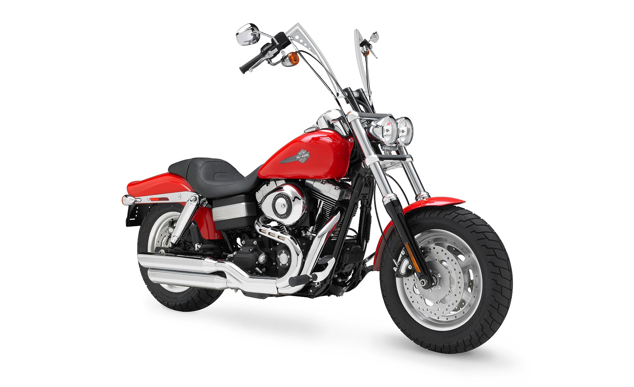 Viking Iron Born 12" Handlebar For Harley Dyna Fat Bob FXDF Chrome Bag on Bike View @expand