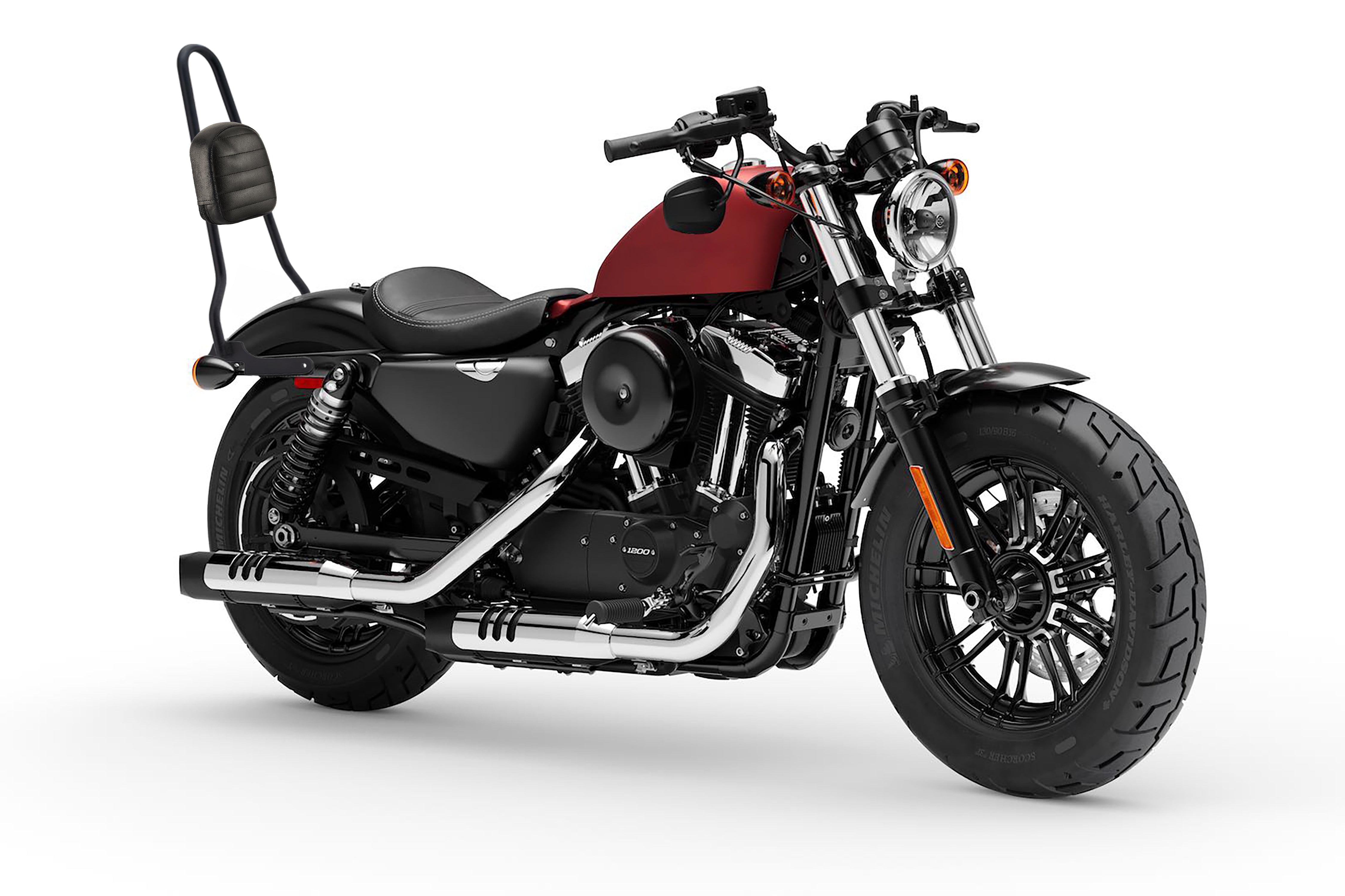 Viking Iron Born Horizontal Stitch Leather Short Motorcycle Sissy Bar Pad for Harley Davidson Bag on Bike View @expand