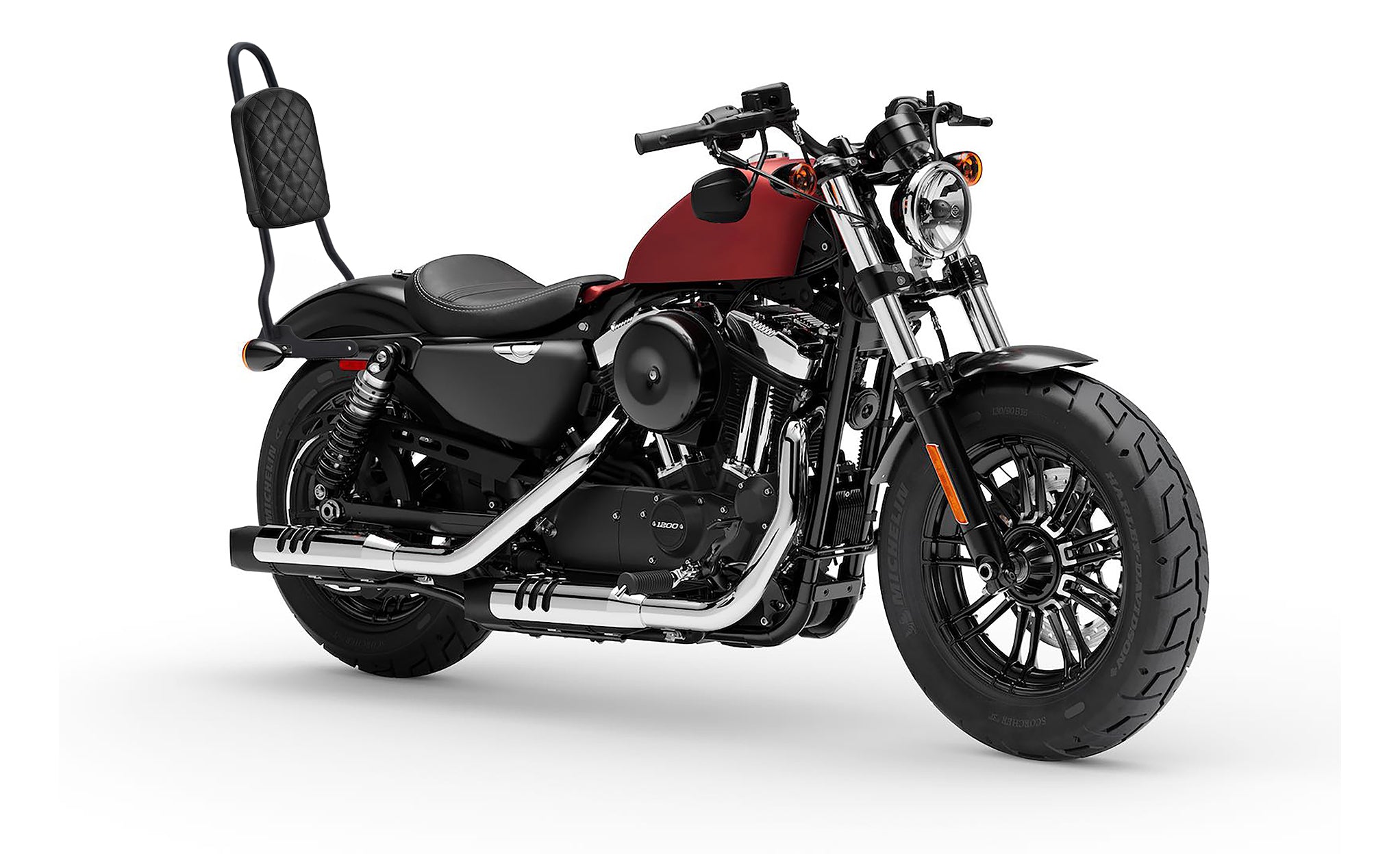 Viking Iron Born Diamond Stitch Leather Tall Motorcycle Sissy Bar Pad for Harley Davidson Bag on Bike View @expand