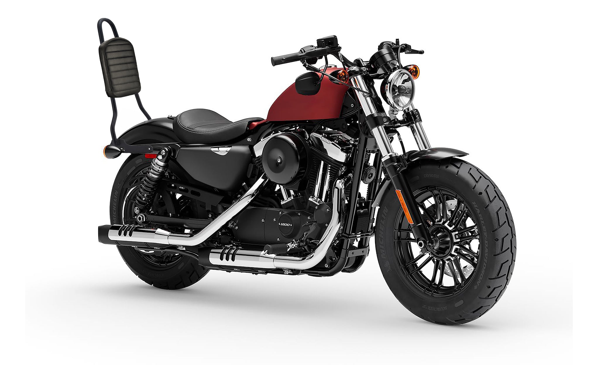 Viking Iron Born Horizontal Stitch Leather Tall Motorcycle Sissy Bar Pad for Harley Davidson Bag on Bike View @expand