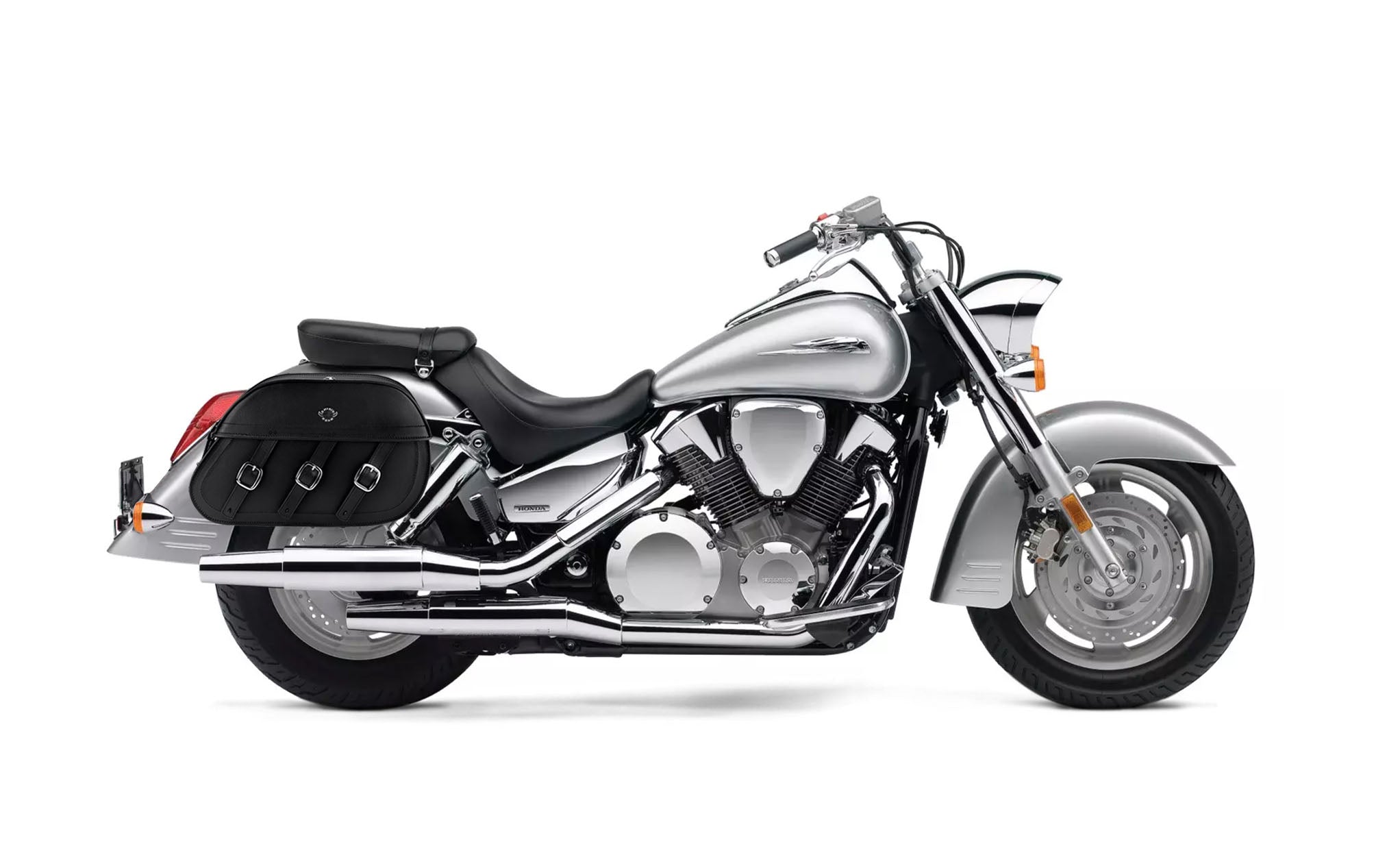 Viking Trianon Extra Large Honda Vtx 1300 S Leather Motorcycle Saddlebags on Bike Photo @expand