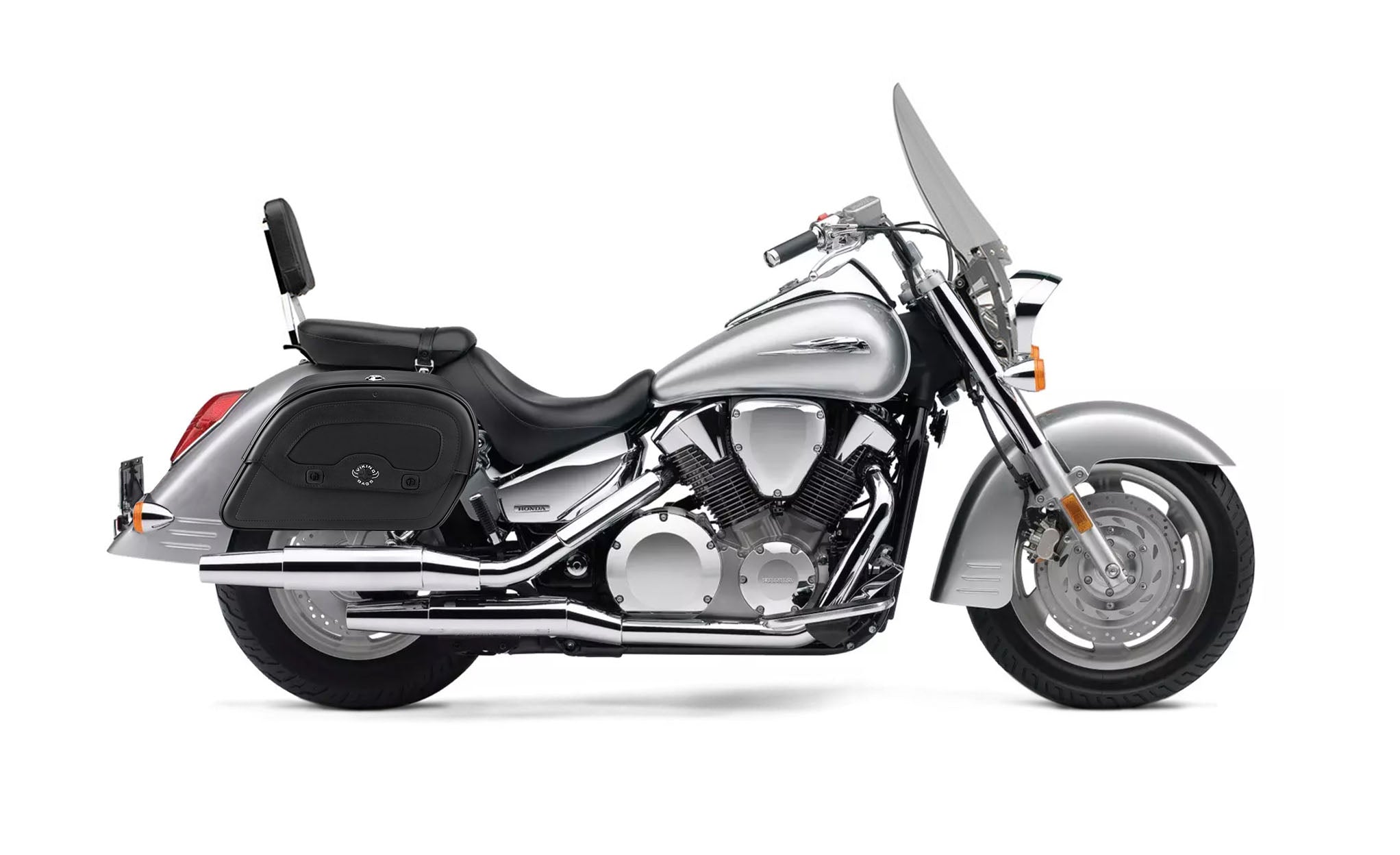 Viking Warrior Large Honda Vtx 1300 T Tourer Shock Cut Out Leather Motorcycle Saddlebags on Bike Photo @expand