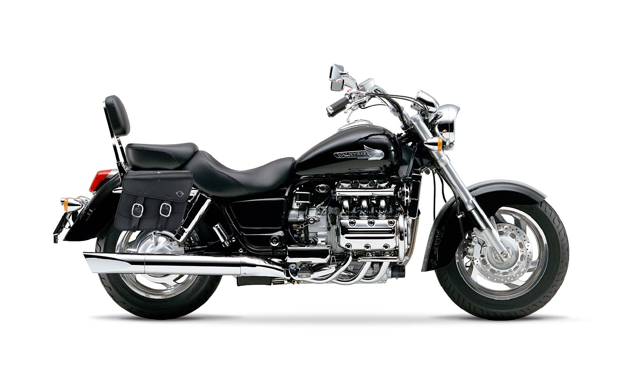 Viking Thor Medium Honda Valkyrie 1500 Standard Leather Motorcycle Saddlebags on Bike Photo @expand