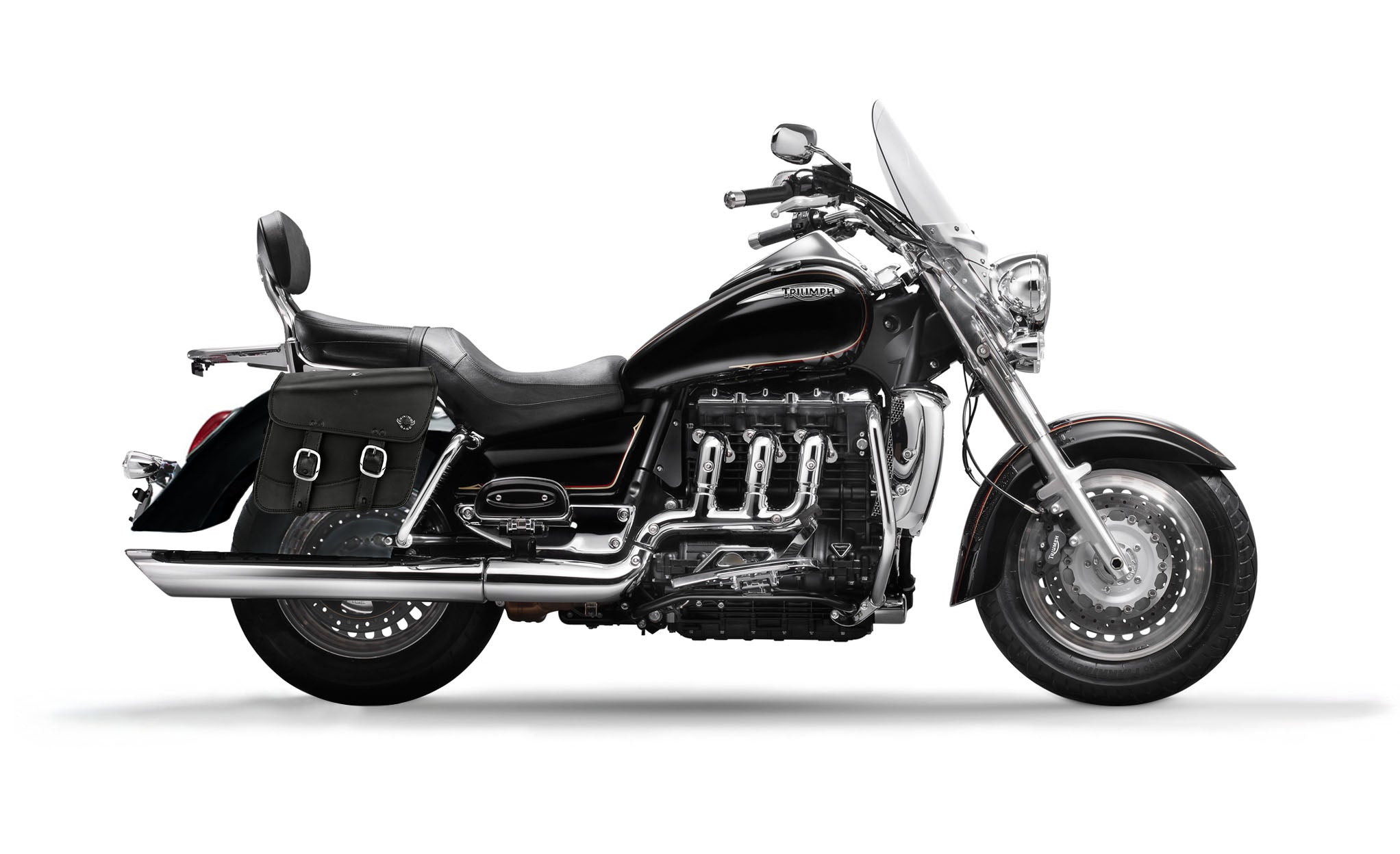 Viking Thor Medium Triumph Rocket Iii Touring Leather Motorcycle Saddlebags on Bike Photo @expand