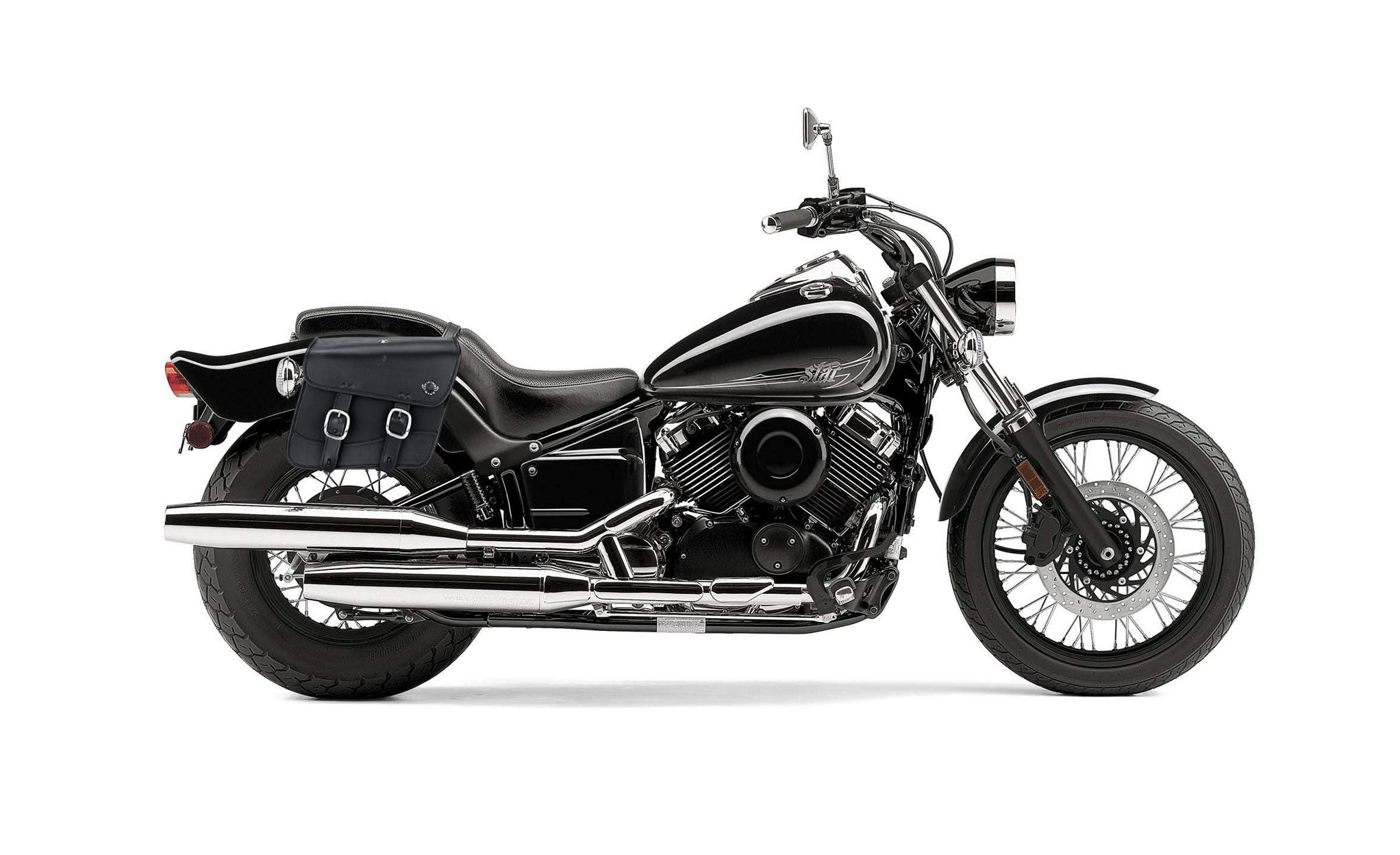 Viking Thor Medium Yamaha V Star 650 Custom Xvs65T Leather Motorcycle Saddlebags on Bike Photo @expand