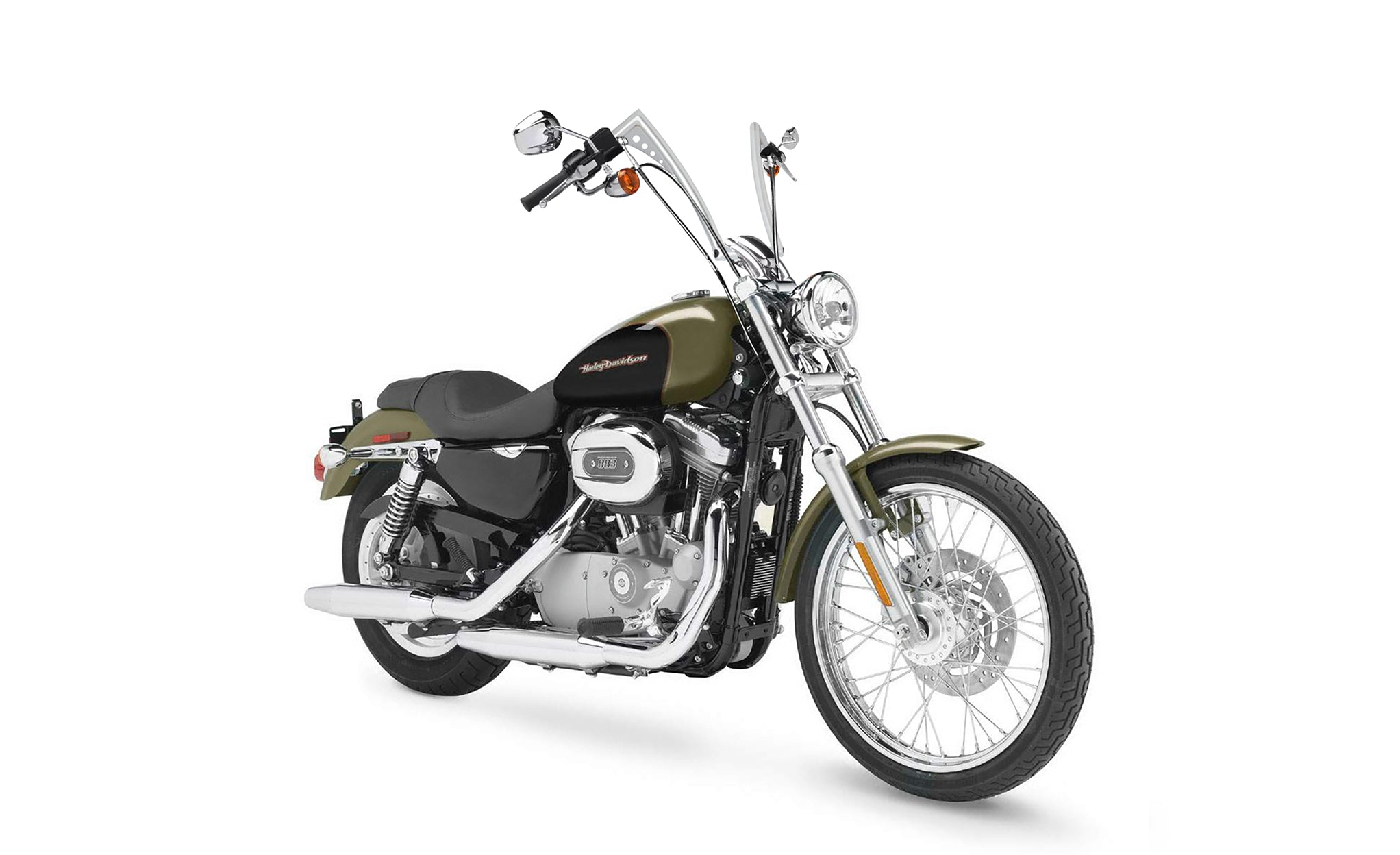 Viking Iron Born 12" Handlebar For Harley Sportster 883 Custom XL883C Chrome Bag on Bike View @expand