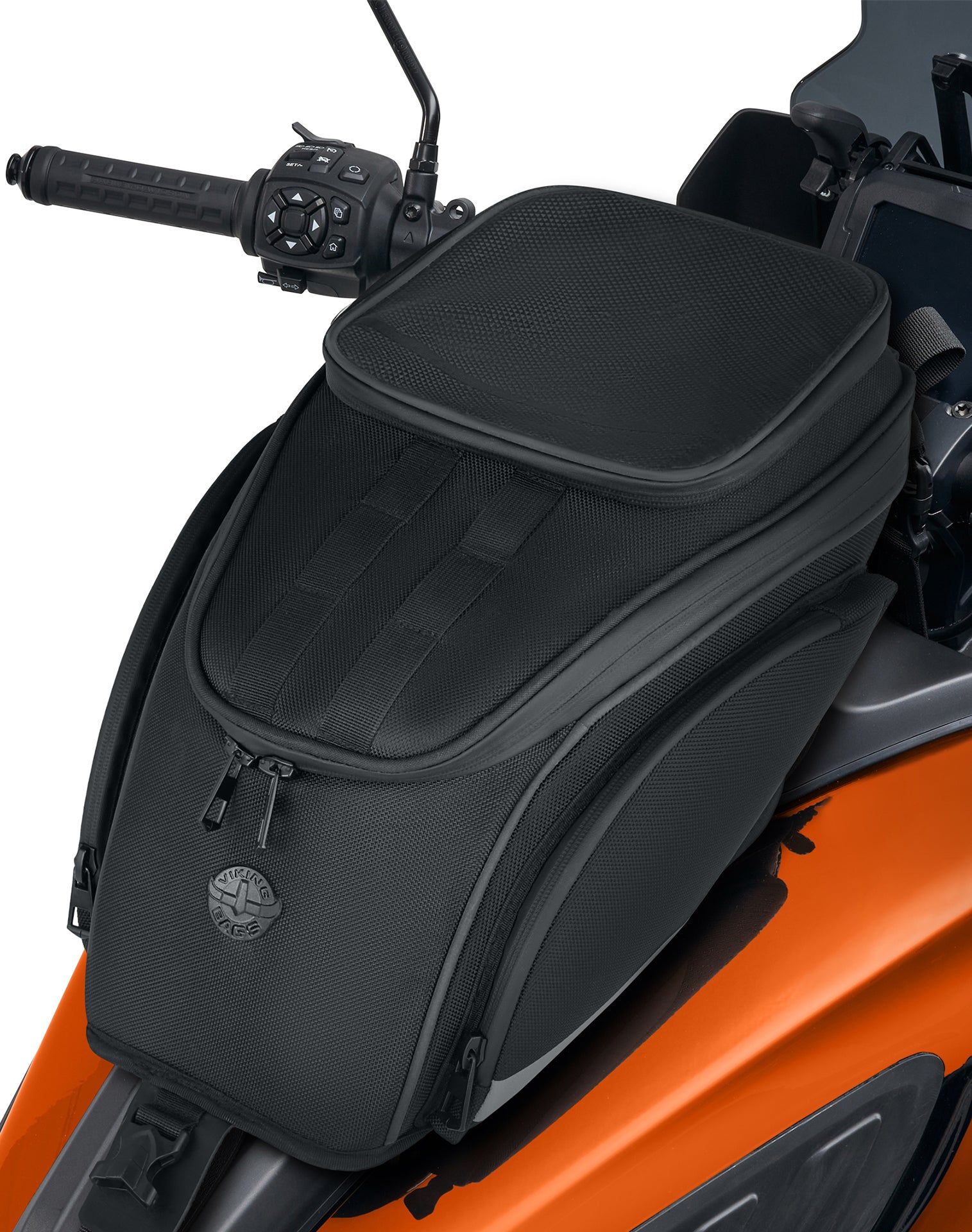 Viking Seeker Motorcycle Tank Bag for Harley Pan America Close up View