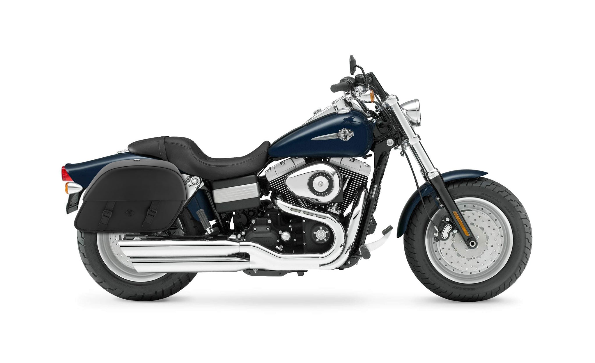 Viking Baelor Large Leather Motorcycle Saddlebags For Harley Dyna Fat Bob Fxdf Se on Bike Photo @expand