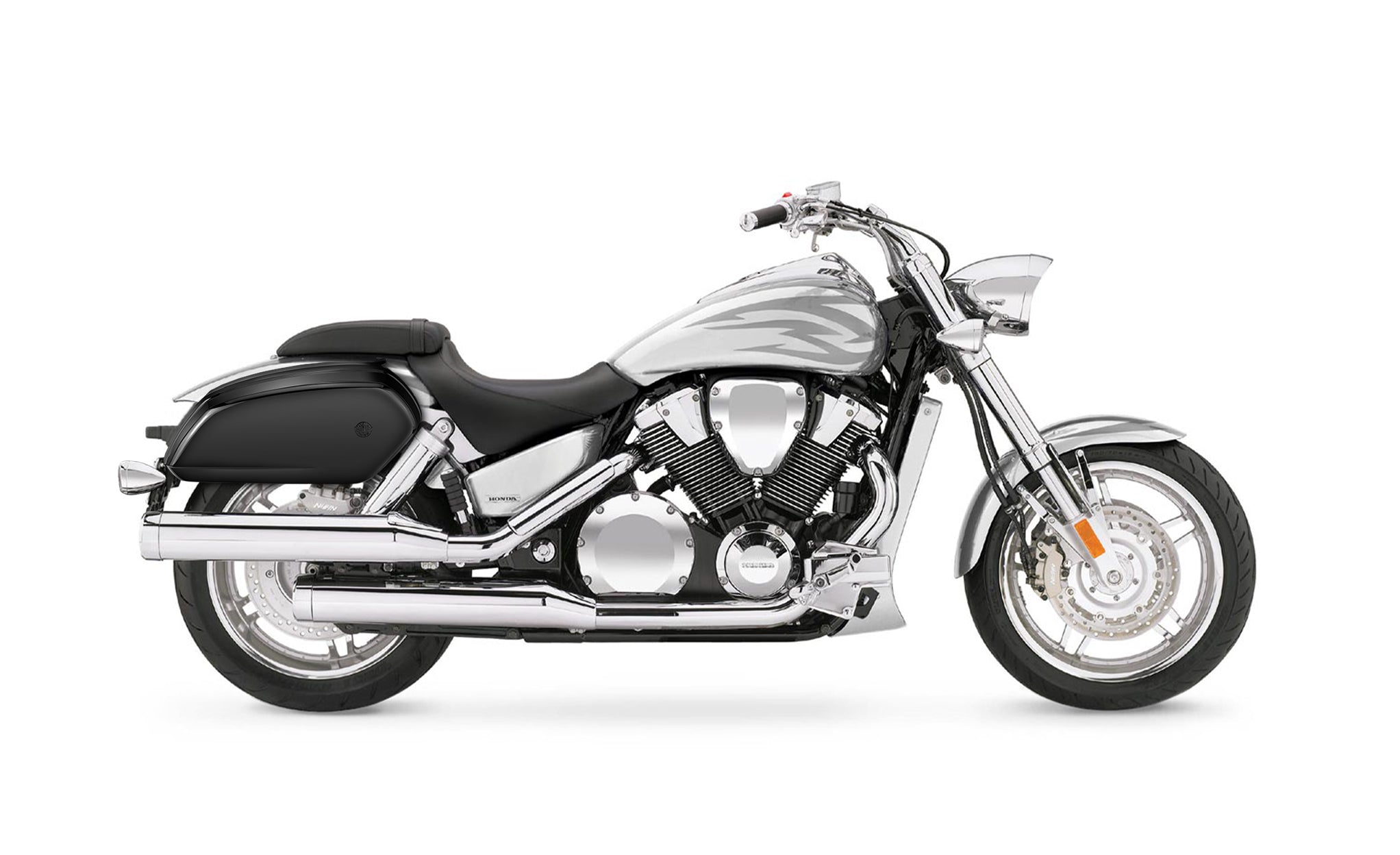 Viking Viper Large Honda Vtx 1800 F Painted Motorcycle Hard Saddlebags Engineering Excellence with Bag on Bike @expand