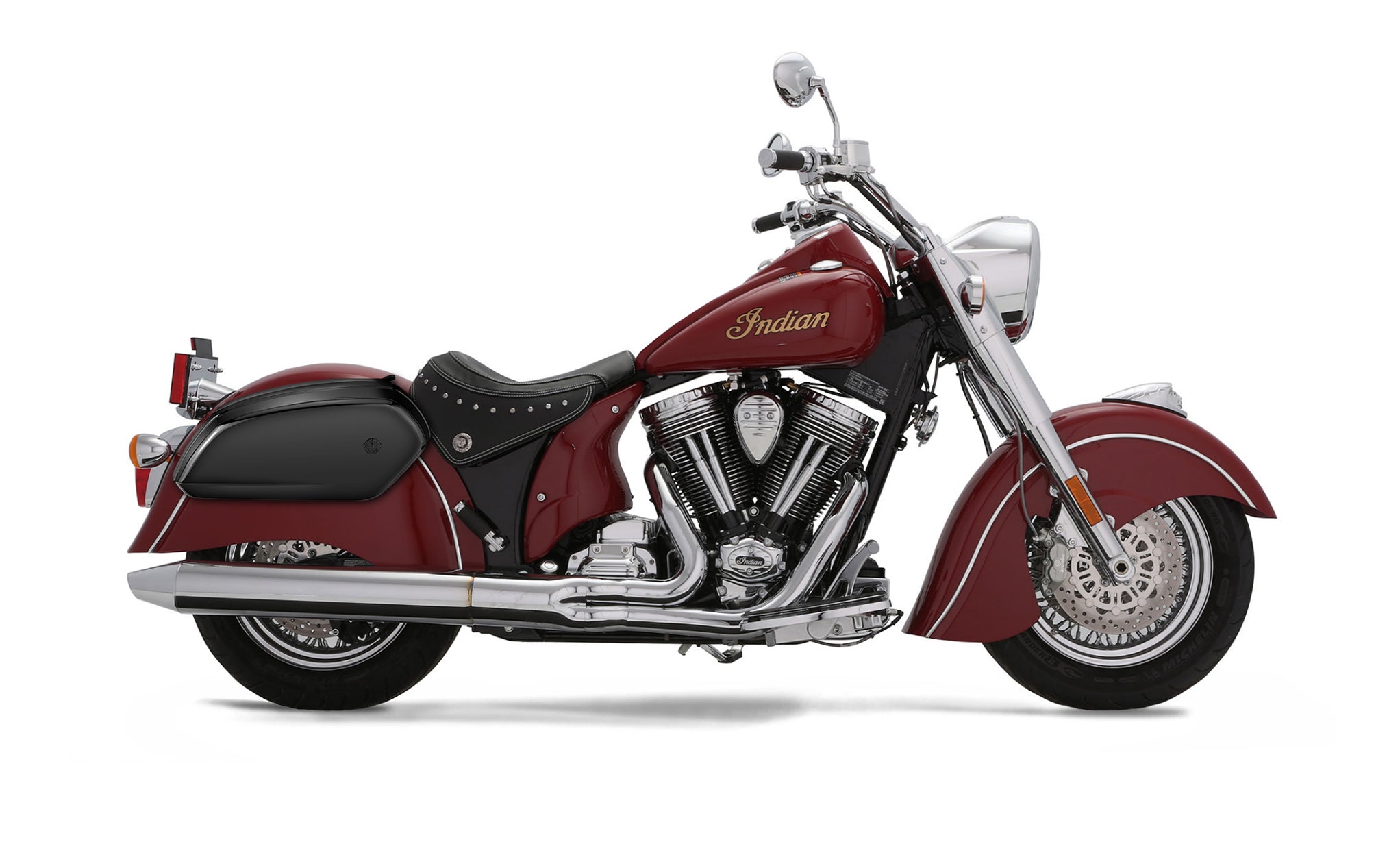 Viking Viper Large Indian Chief Deluxe Painted Motorcycle Hard Saddlebags Engineering Excellence with Bag on Bike @expand