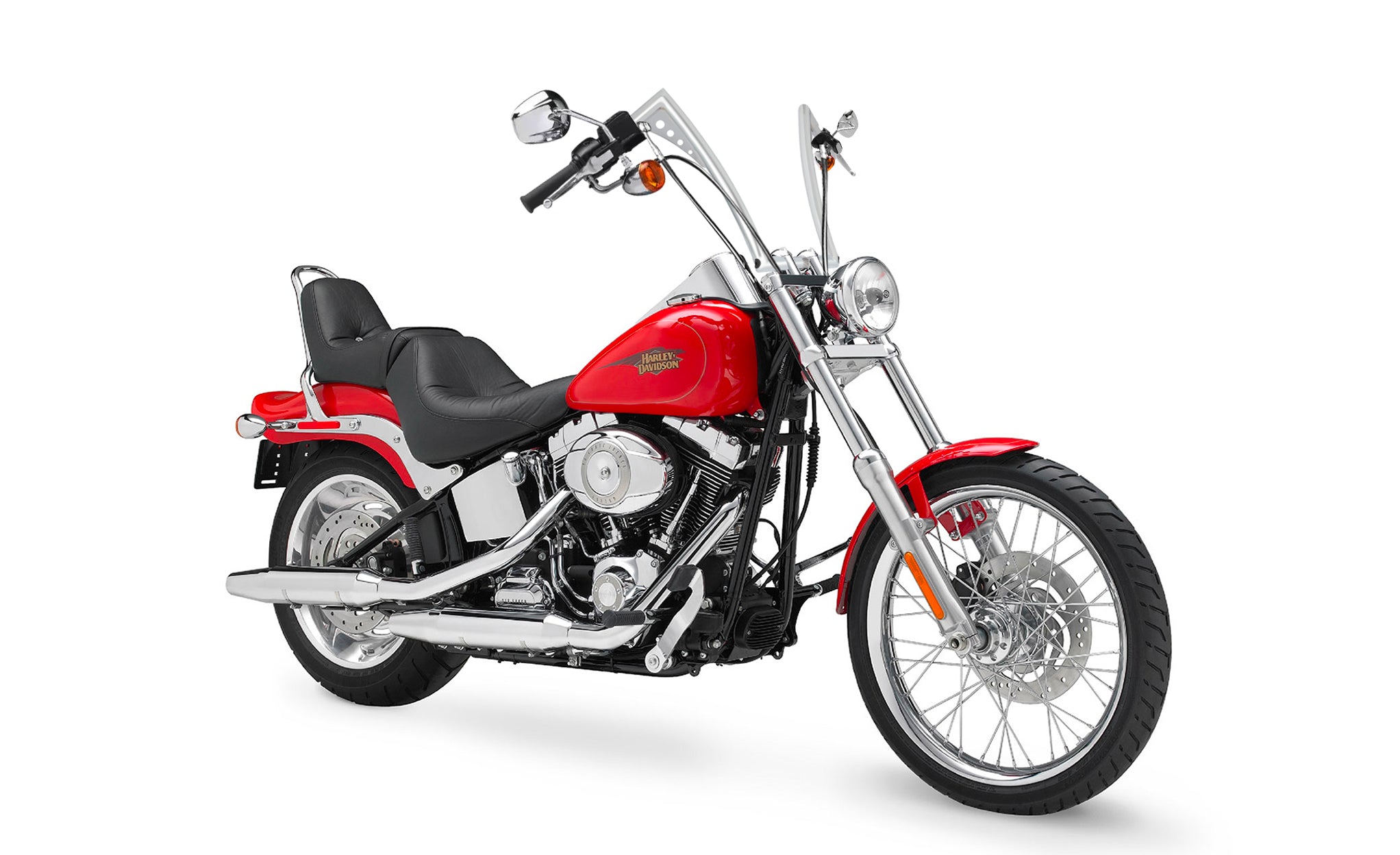 Viking Iron Born 12" Handlebar For Harley Softail Custom FXSTC Chrome Bag on Bike View @expand
