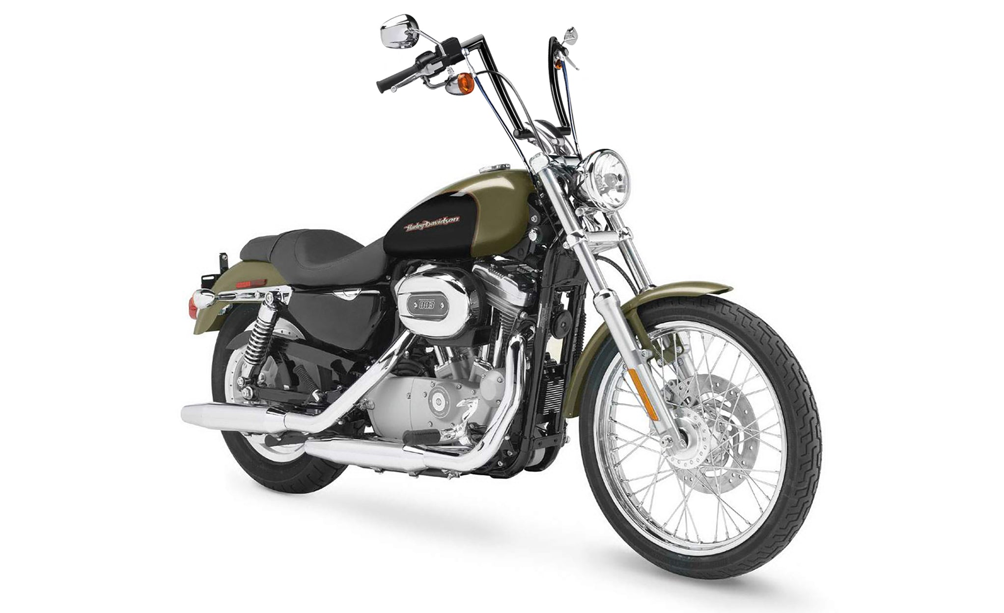 Viking Iron Born 9" Handlebar For Harley Sportster 883 Custom XL883C Gloss Black Bag on Bike View @expand