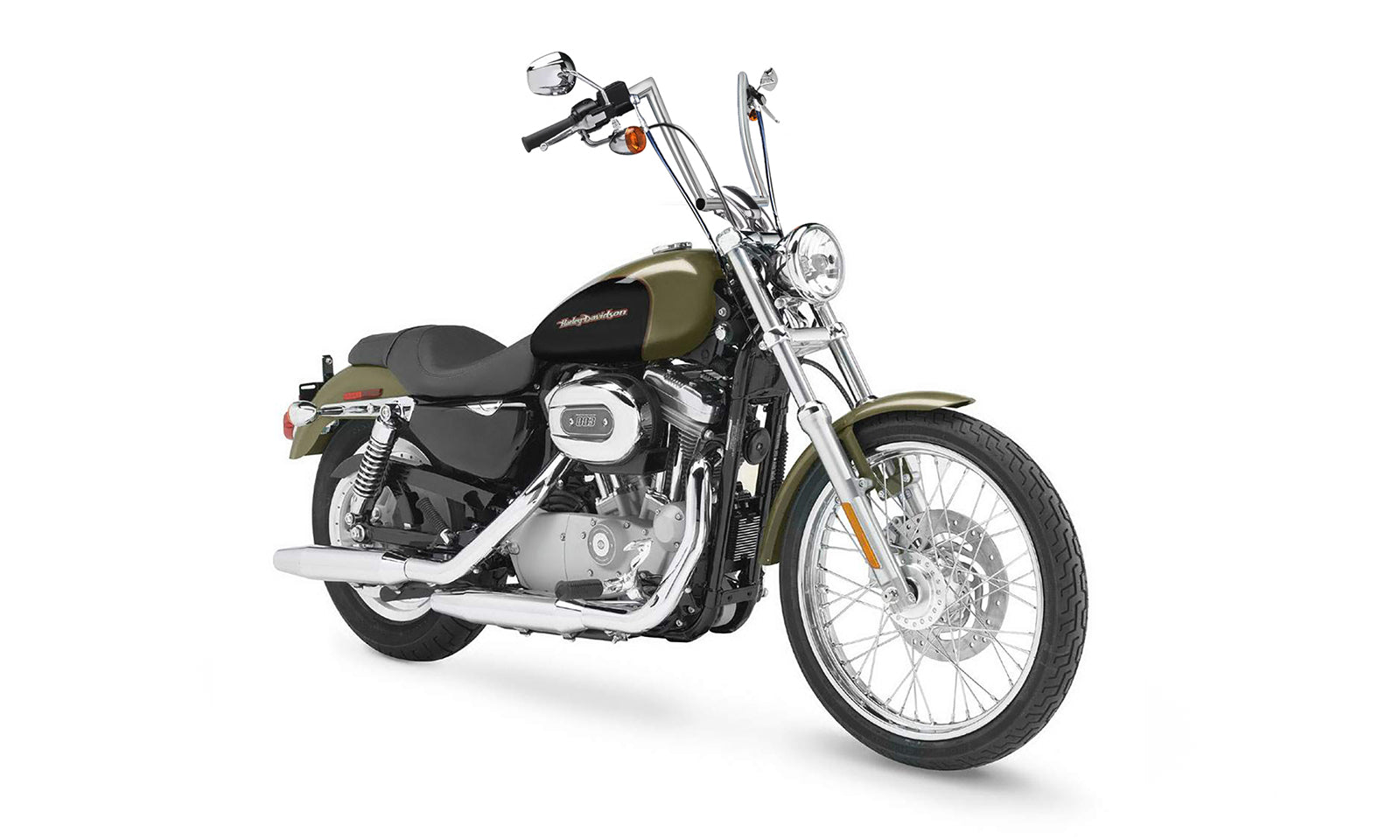 Viking Iron Born 9" Handlebar for Harley Sportster 883 Custom XL883C Chrome Bag on Bike View @expand