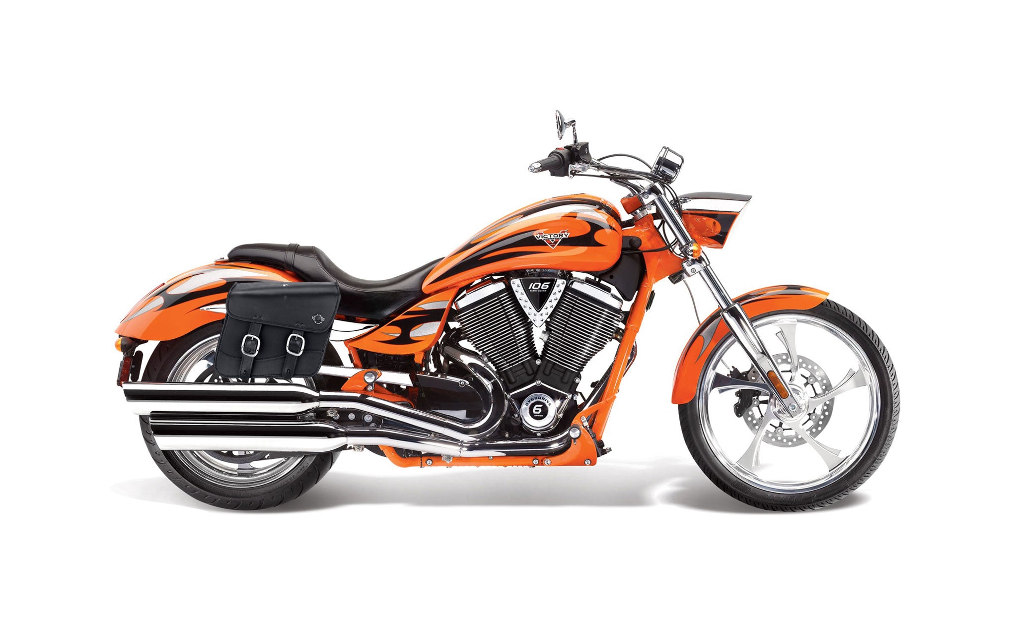 Viking Thor Medium Victory Jackpot Leather Motorcycle Saddlebags on Bike Photo @expand