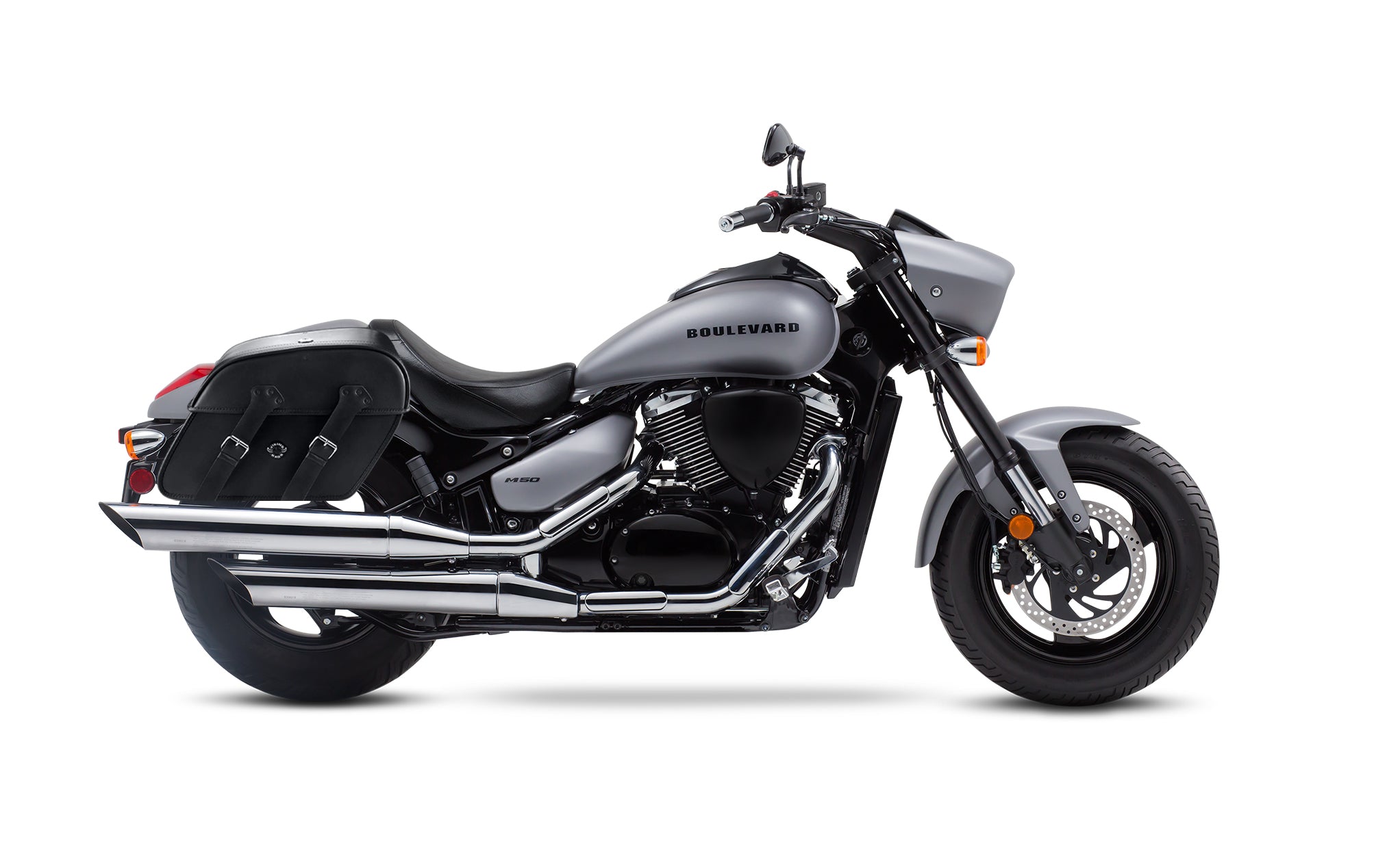 Viking Raven Large Suzuki Boulevard M50 Vz800 Motorcycle Leather Saddlebags on Bike Photo @expand