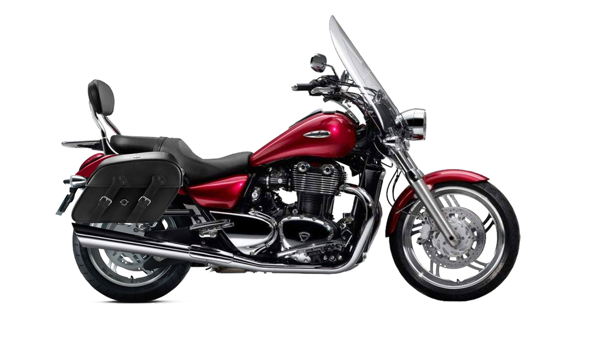 Viking Raven Extra Large Triumph Thunderbird Se Shock Cut Out Leather Motorcycle Saddlebags on Bike Photo @expand