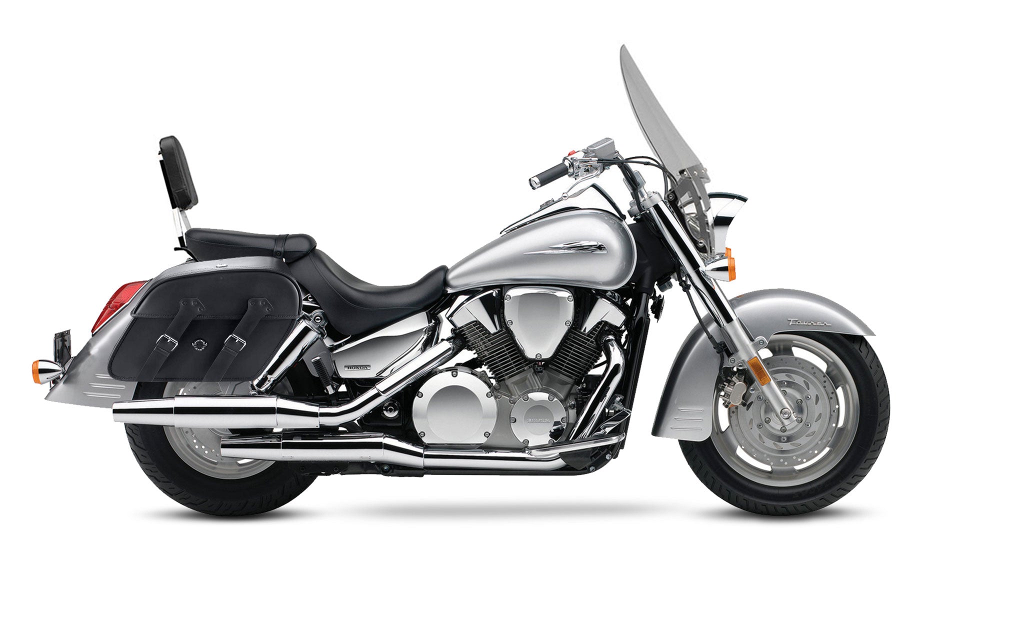 Viking Raven Extra Large Honda Vtx 1300 T Tourer Leather Motorcycle Saddlebags on Bike Photo @expand
